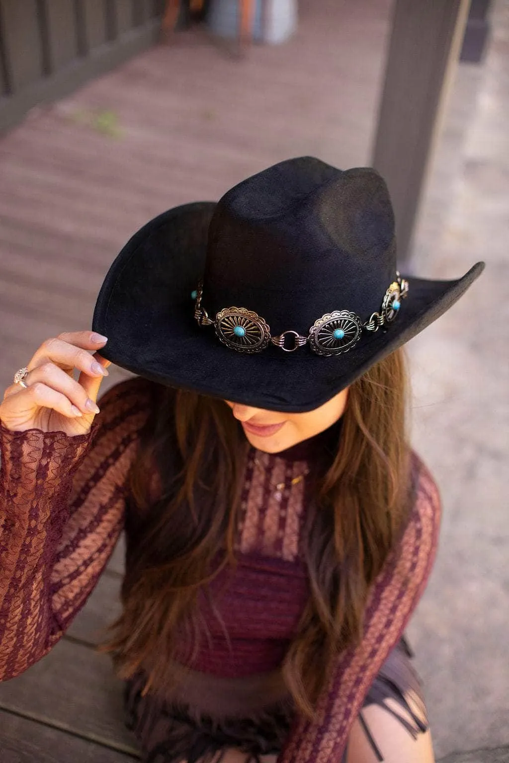 Out West Turquoise Concho Hat sold by LANE 201