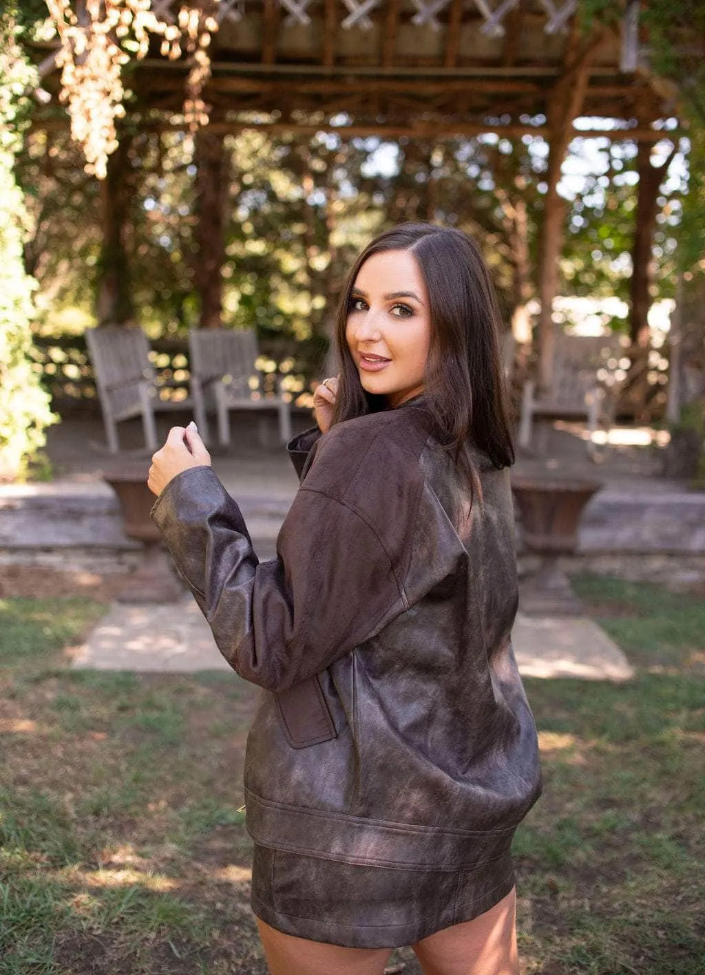 Espresso Faux Leather Mini Skirt sold by LANE 201 product image thumbnail 2