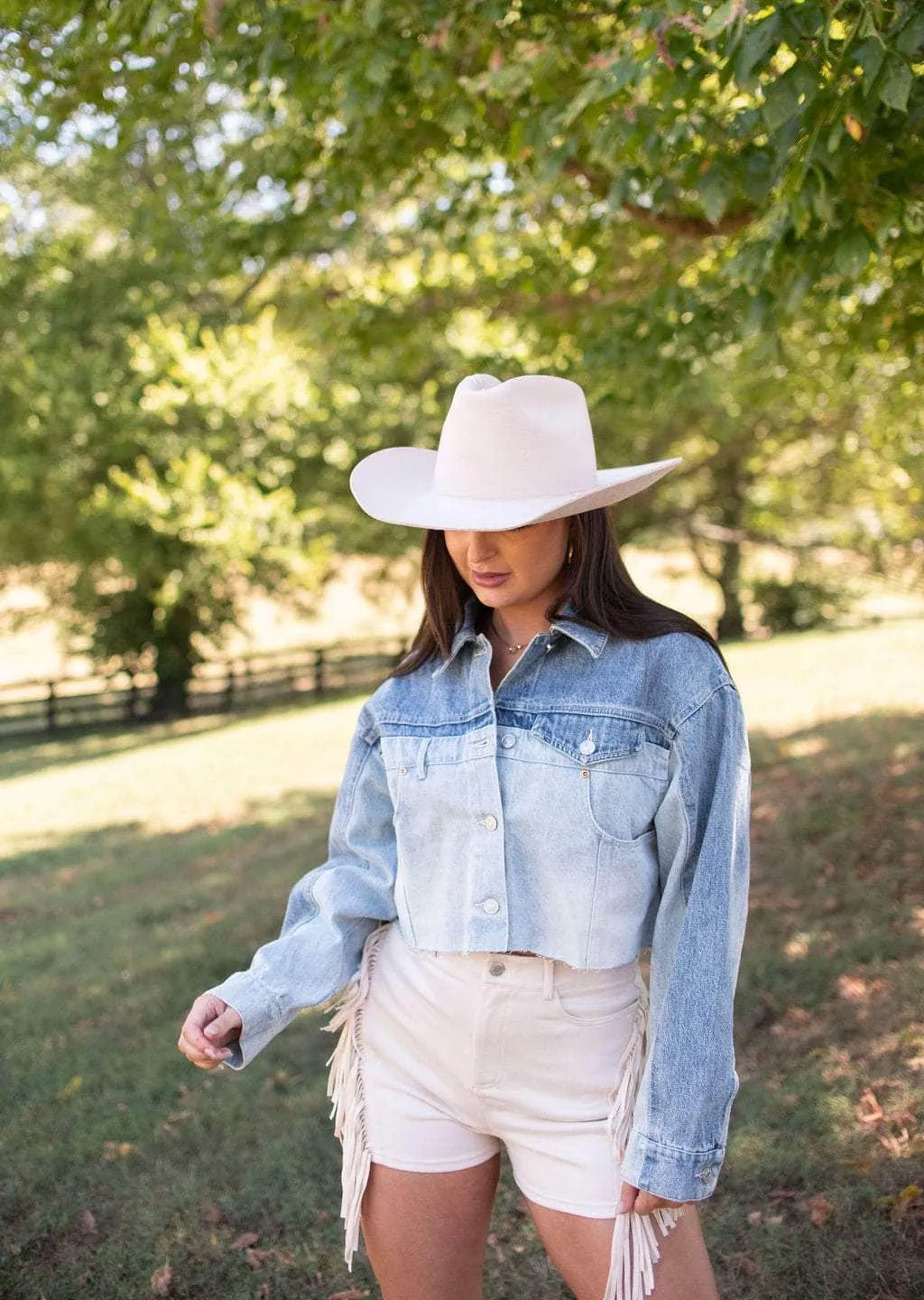 Denim Cowgirl Cropped Jacket sold by LANE 201 product image thumbnail 4