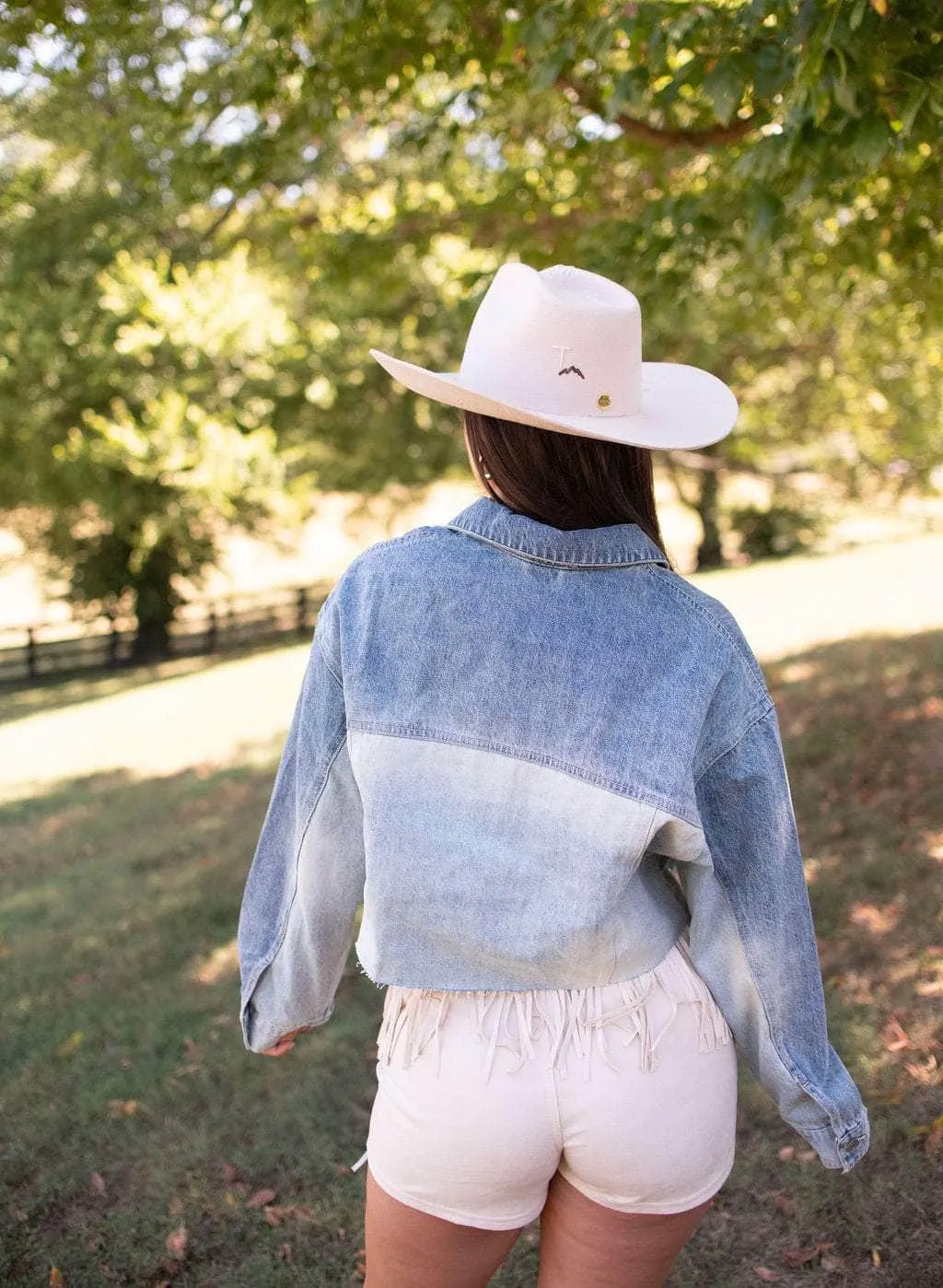 Denim Cowgirl Cropped Jacket sold by LANE 201 product image thumbnail 2