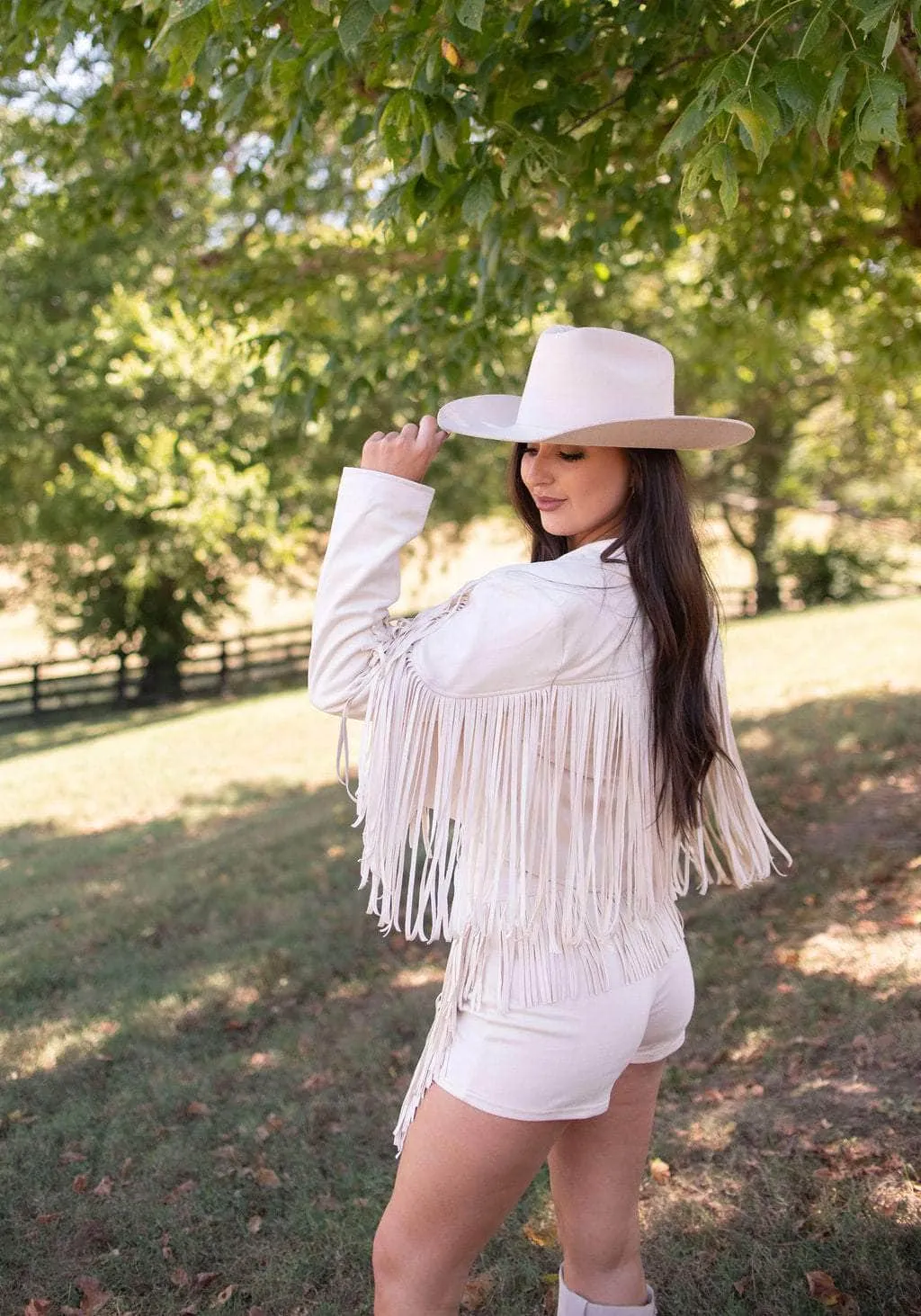 Festive Fringe Faux Suede Jacket sold by LANE 201 product image thumbnail 2