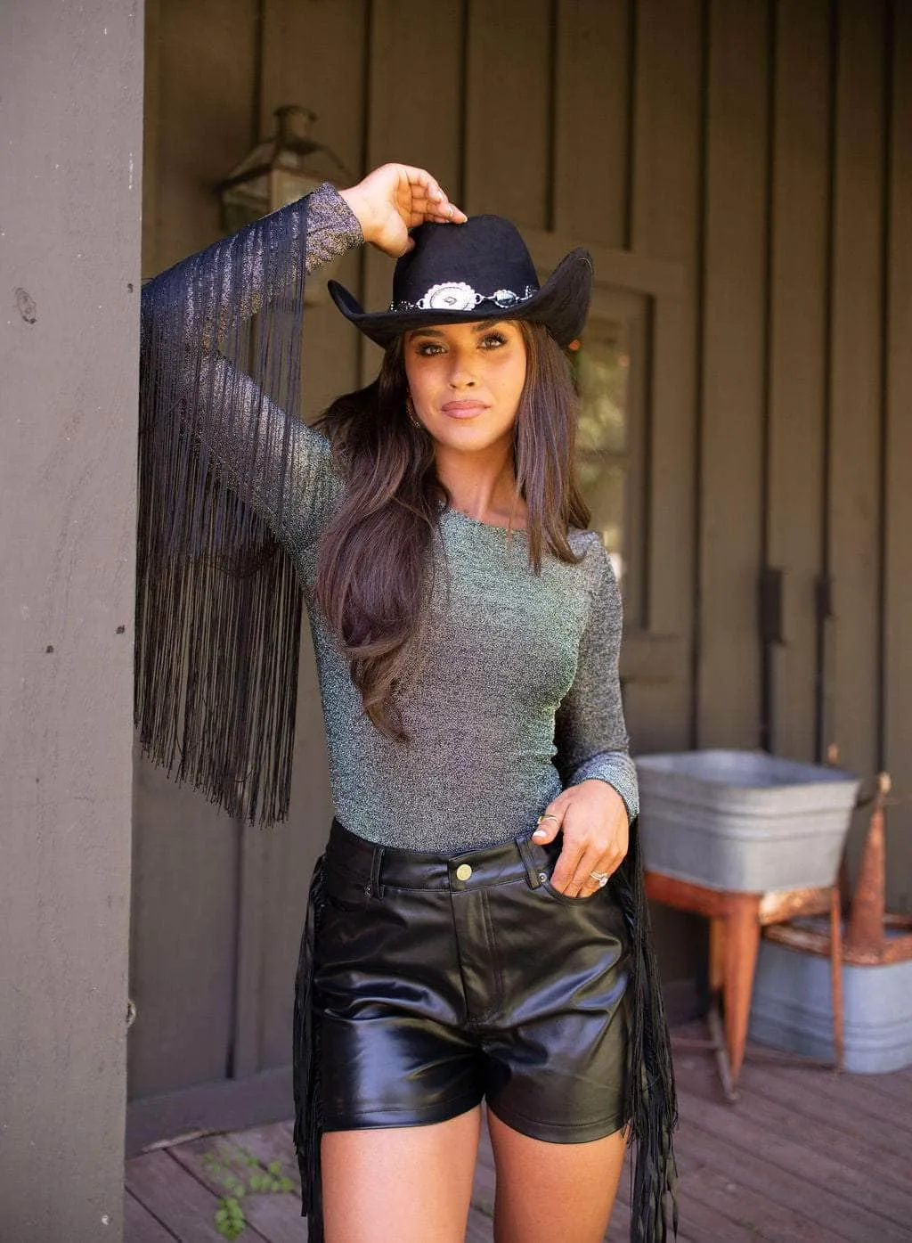 Glitzy Glamour Fringe Bodysuit sold by LANE 201 product image thumbnail 5