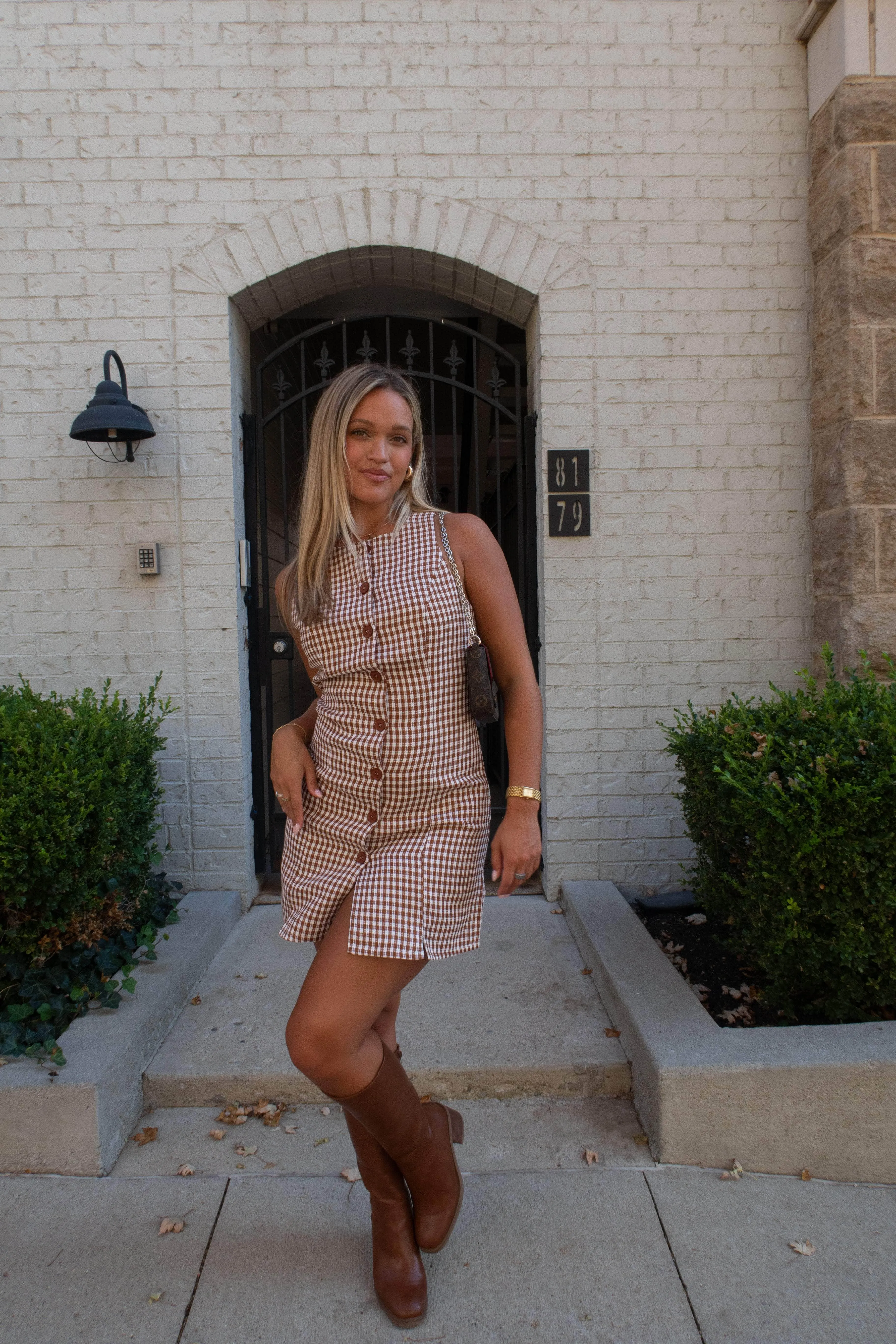 Crosscheck Charm Dress sold by LANE 201