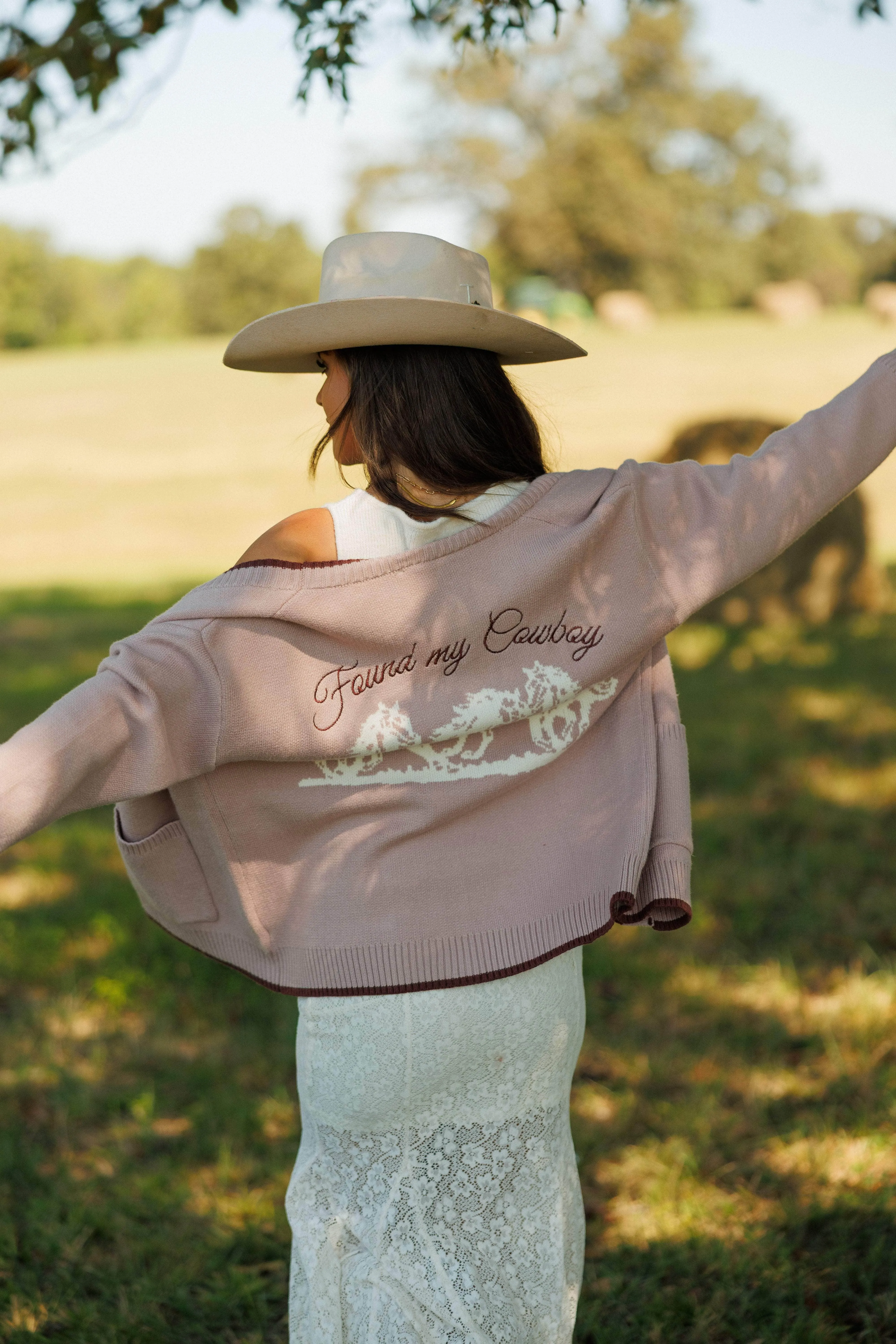 Dusty Pink Cowboy Cardigan sold by LANE 201