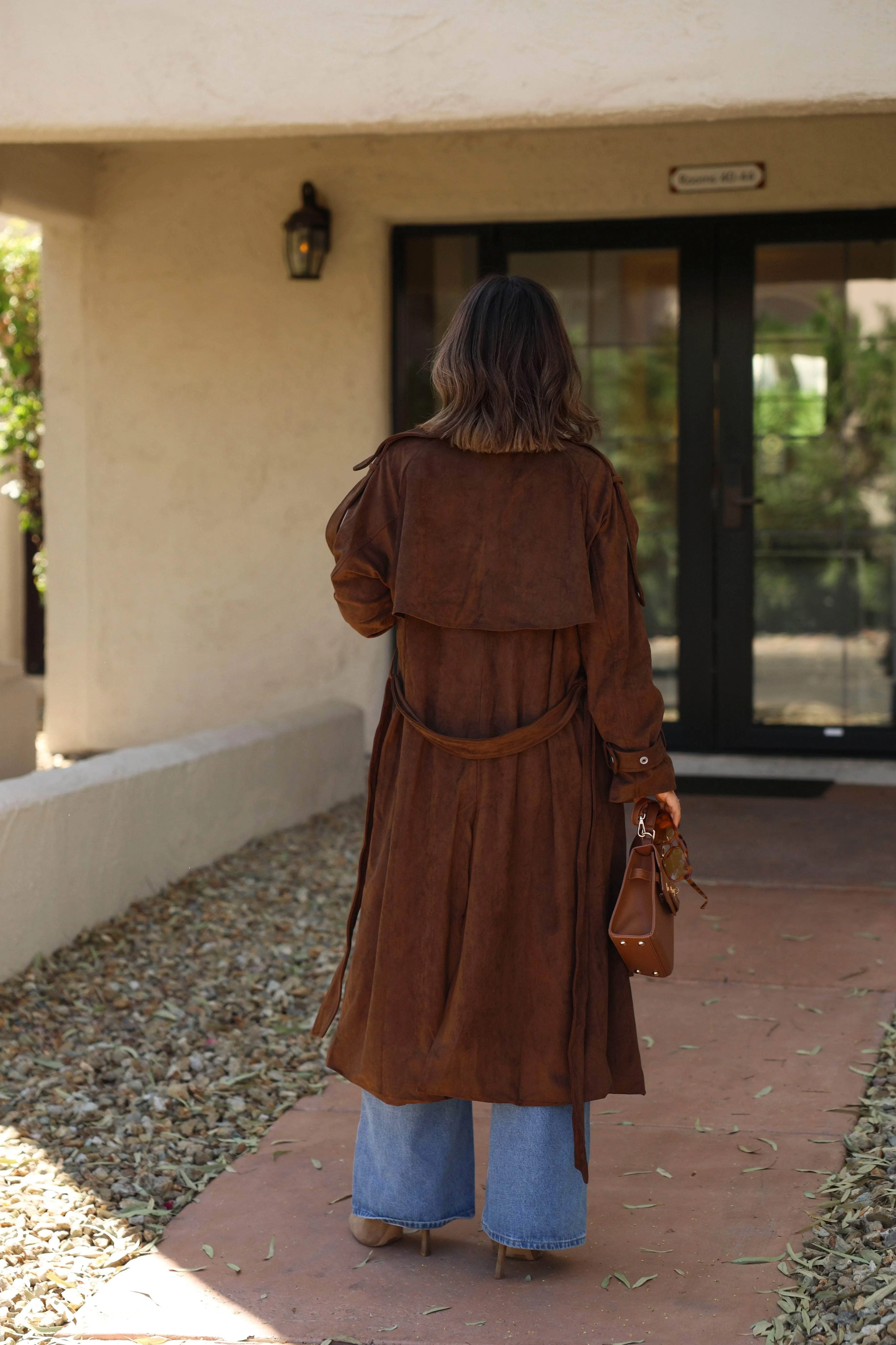 Chocolate Suede Trench Coat sold by LANE 201 product image thumbnail 3