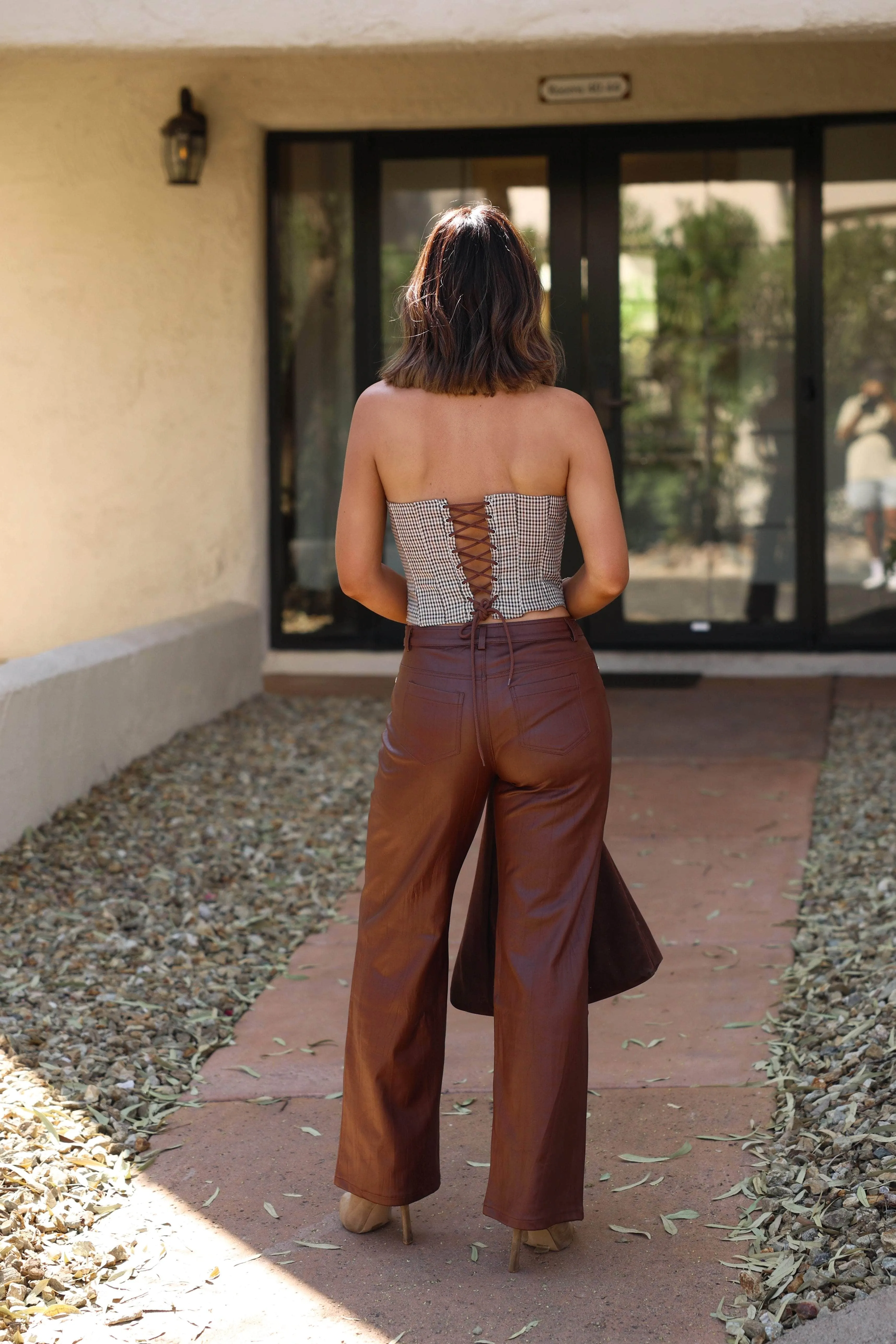 Brown Plaid Corset Top sold by LANE 201 product image thumbnail 2