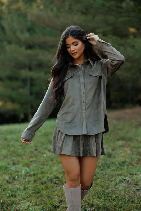Valley Suede Button Up Shacket sold by LANE 201
