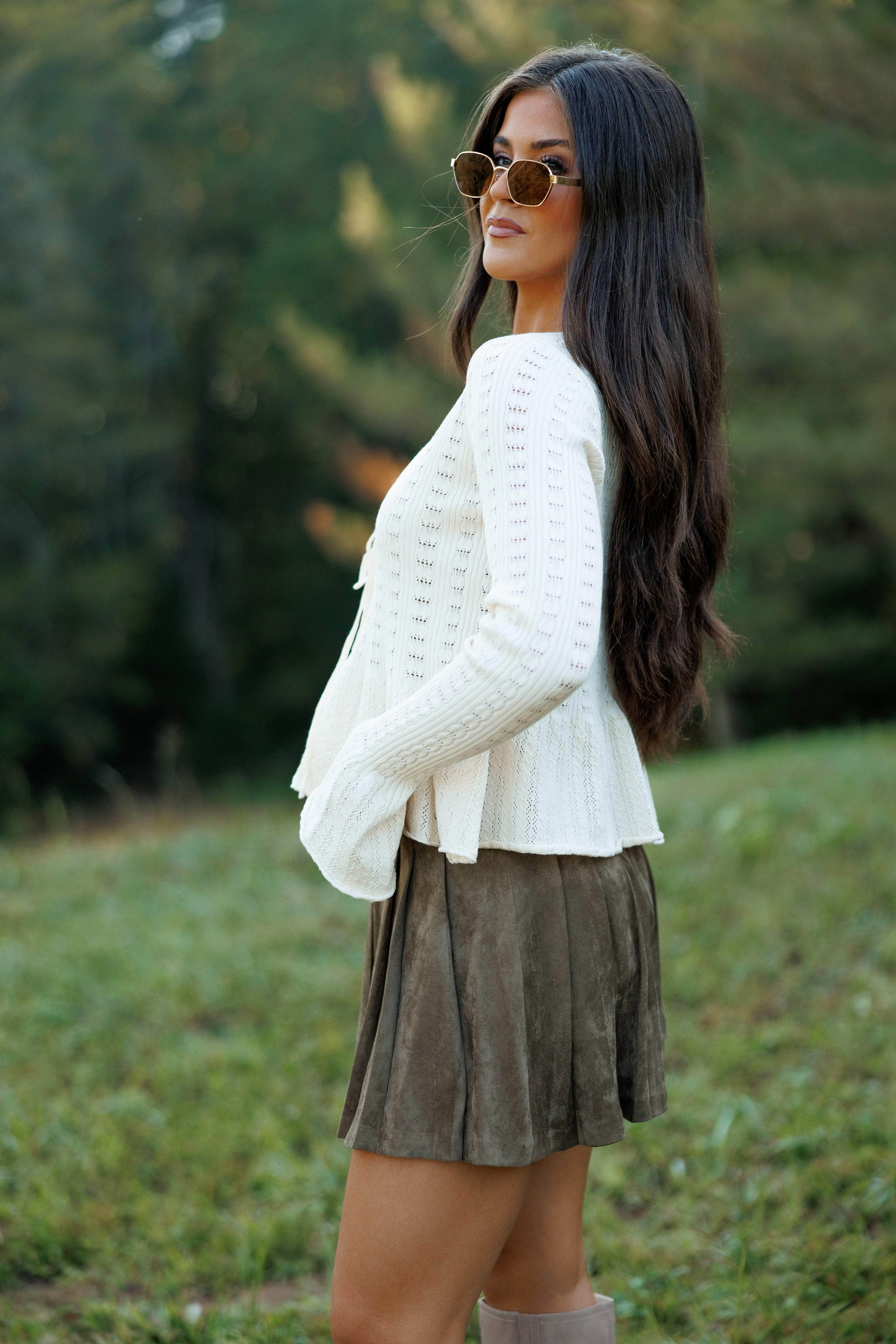 Pointelle Knit Peplum Sweater sold by LANE 201 product image thumbnail 3