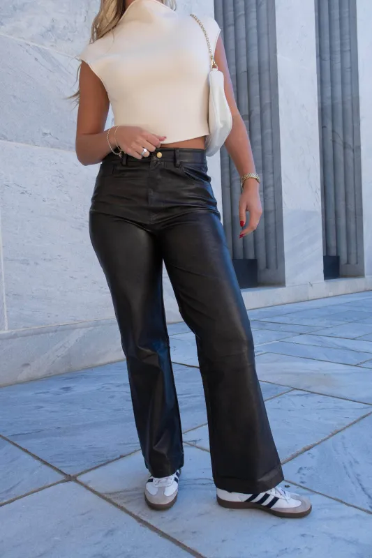 Vintage Brown Leather Pants sold by LANE 201