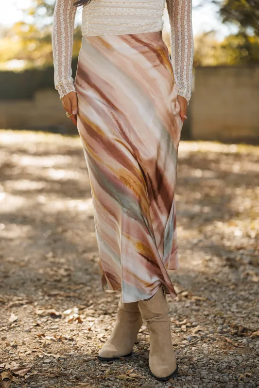 Marble Satin Maxi Skirt sold by LANE 201