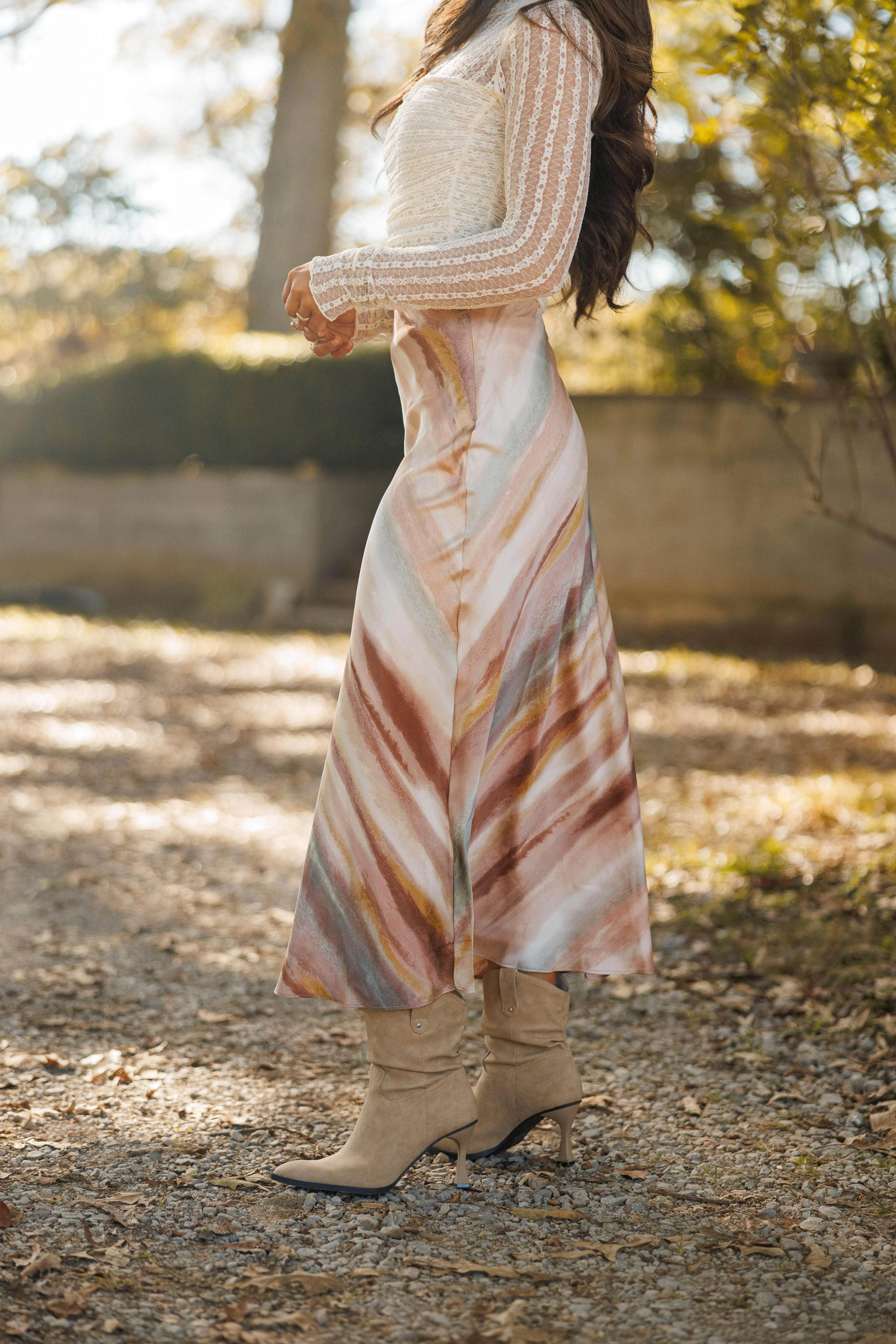 Marble Satin Maxi Skirt sold by LANE 201 product image thumbnail 3