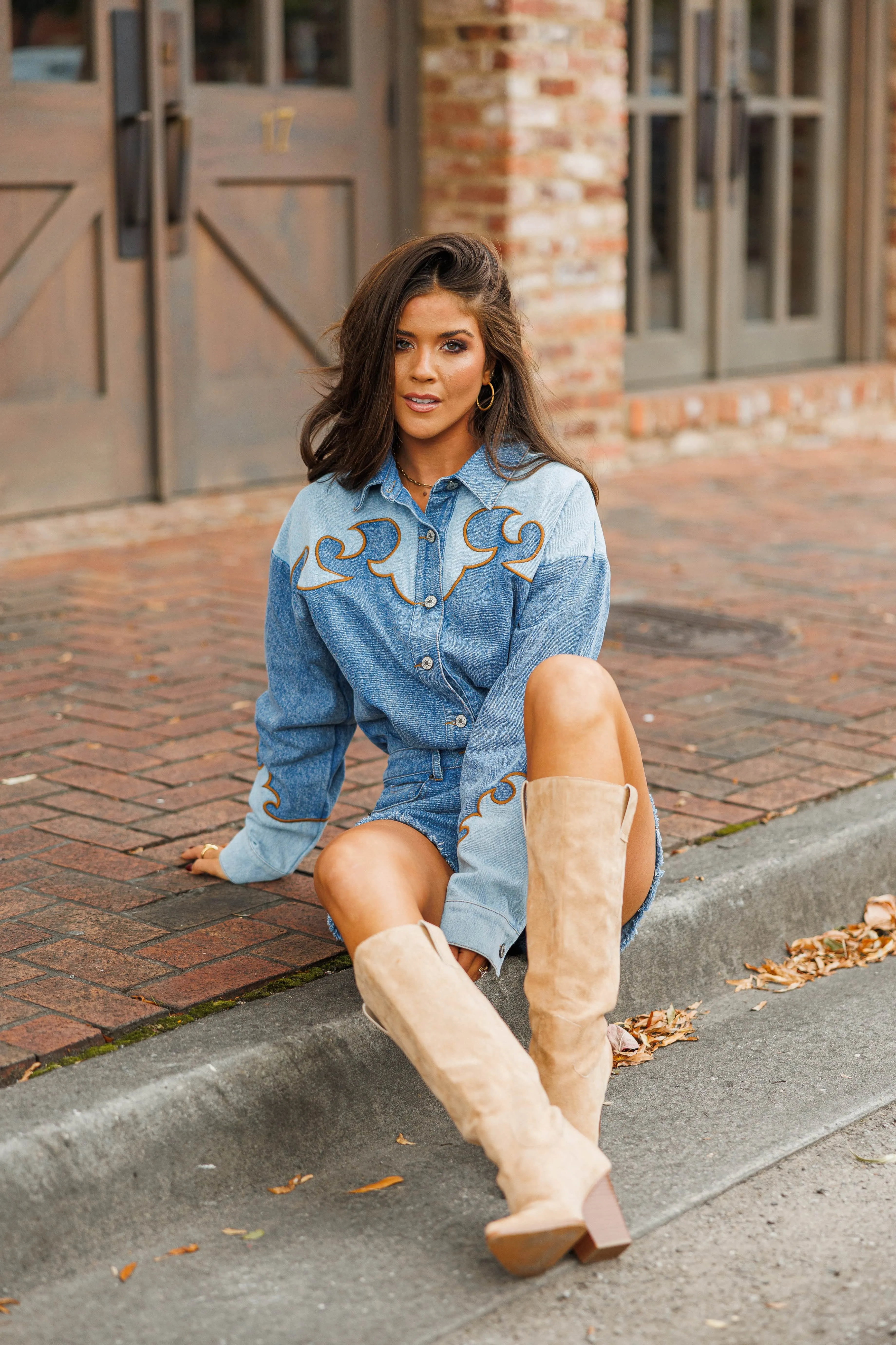 Rodeo Row Denim Romper sold by LANE 201 product image thumbnail 4