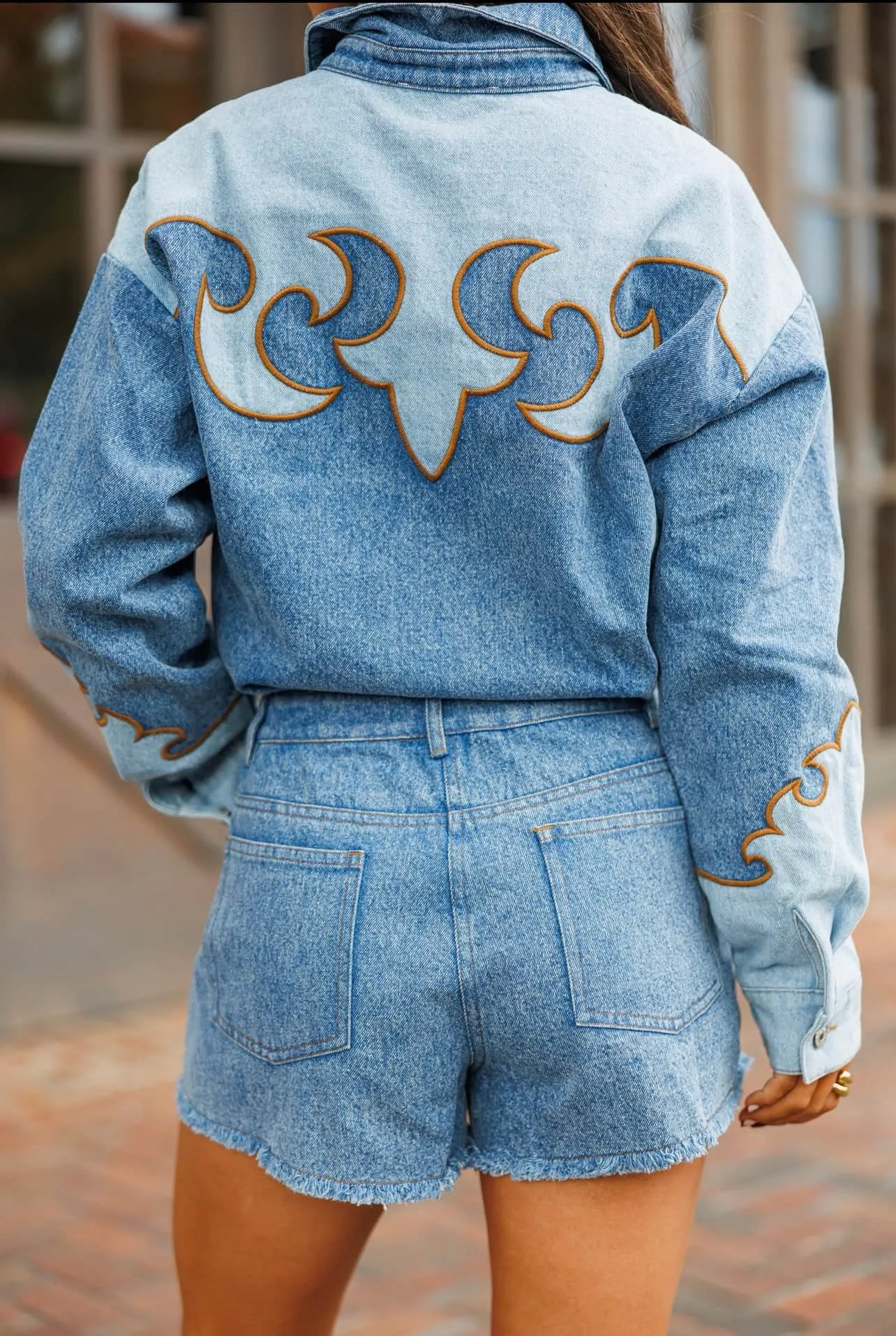 Rodeo Row Denim Romper sold by LANE 201 product image thumbnail 2