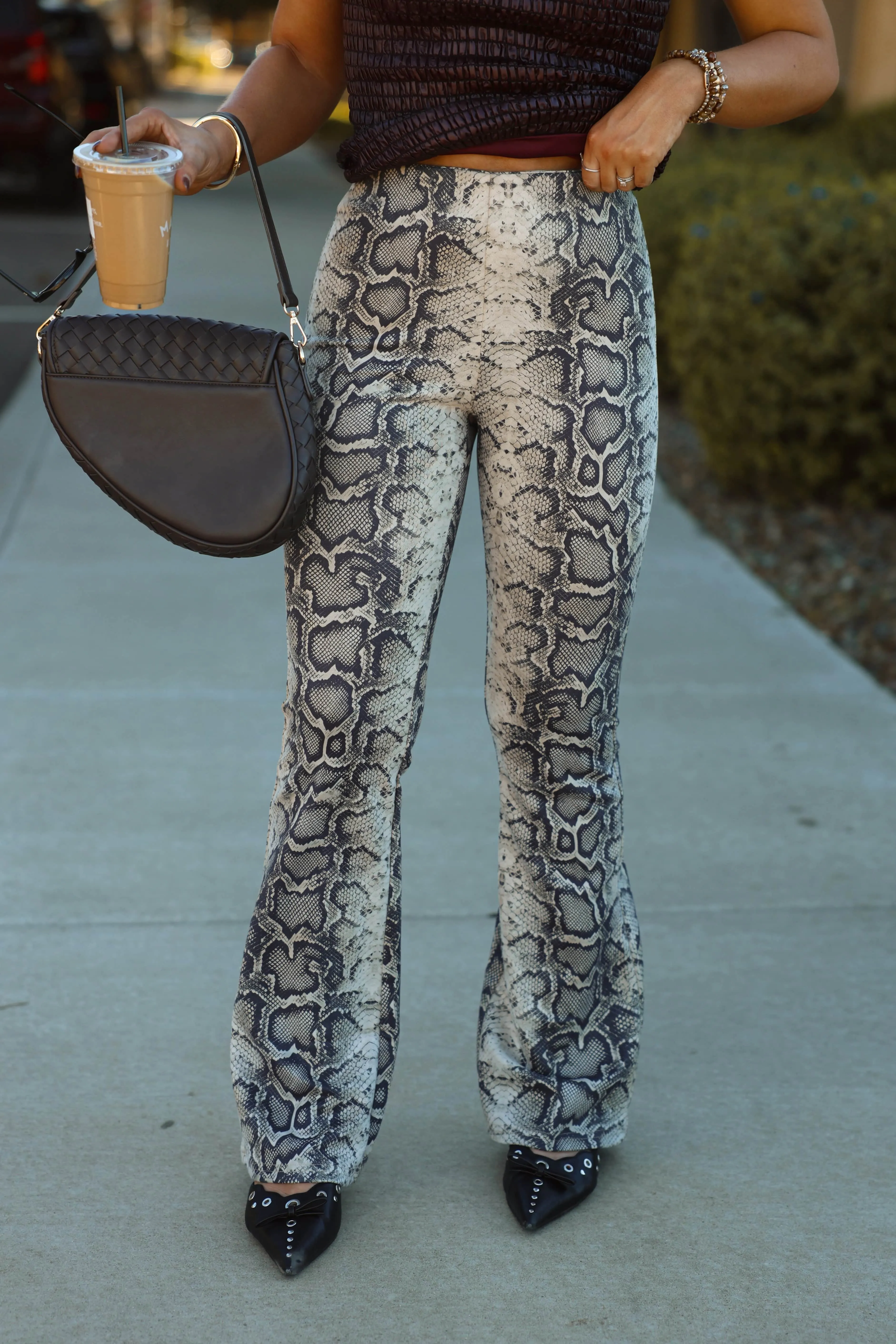 Snake Flare Print Pant sold by LANE 201