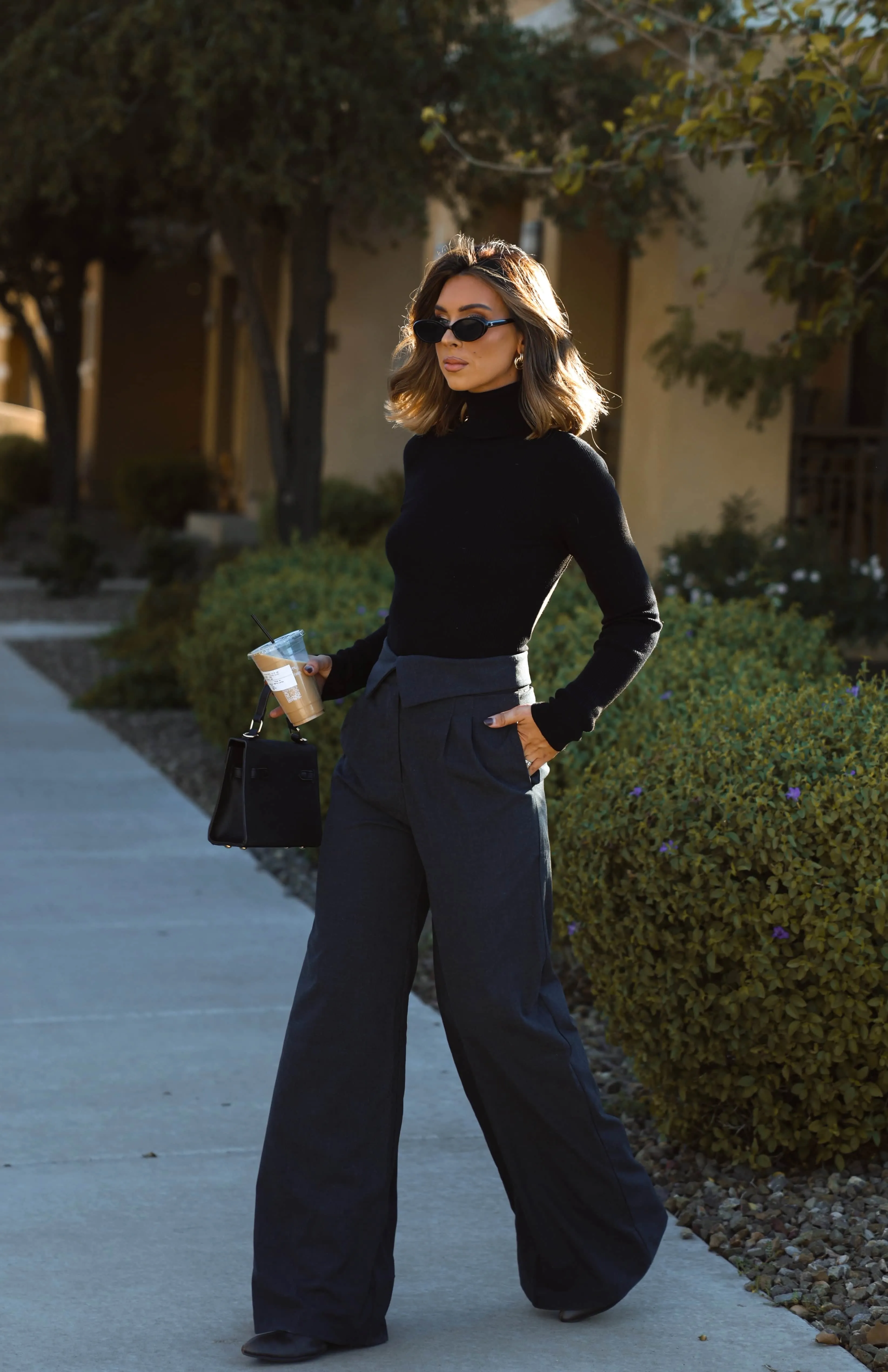 Dark Grey Linen Fold Over Pants sold by LANE 201 product image thumbnail 3