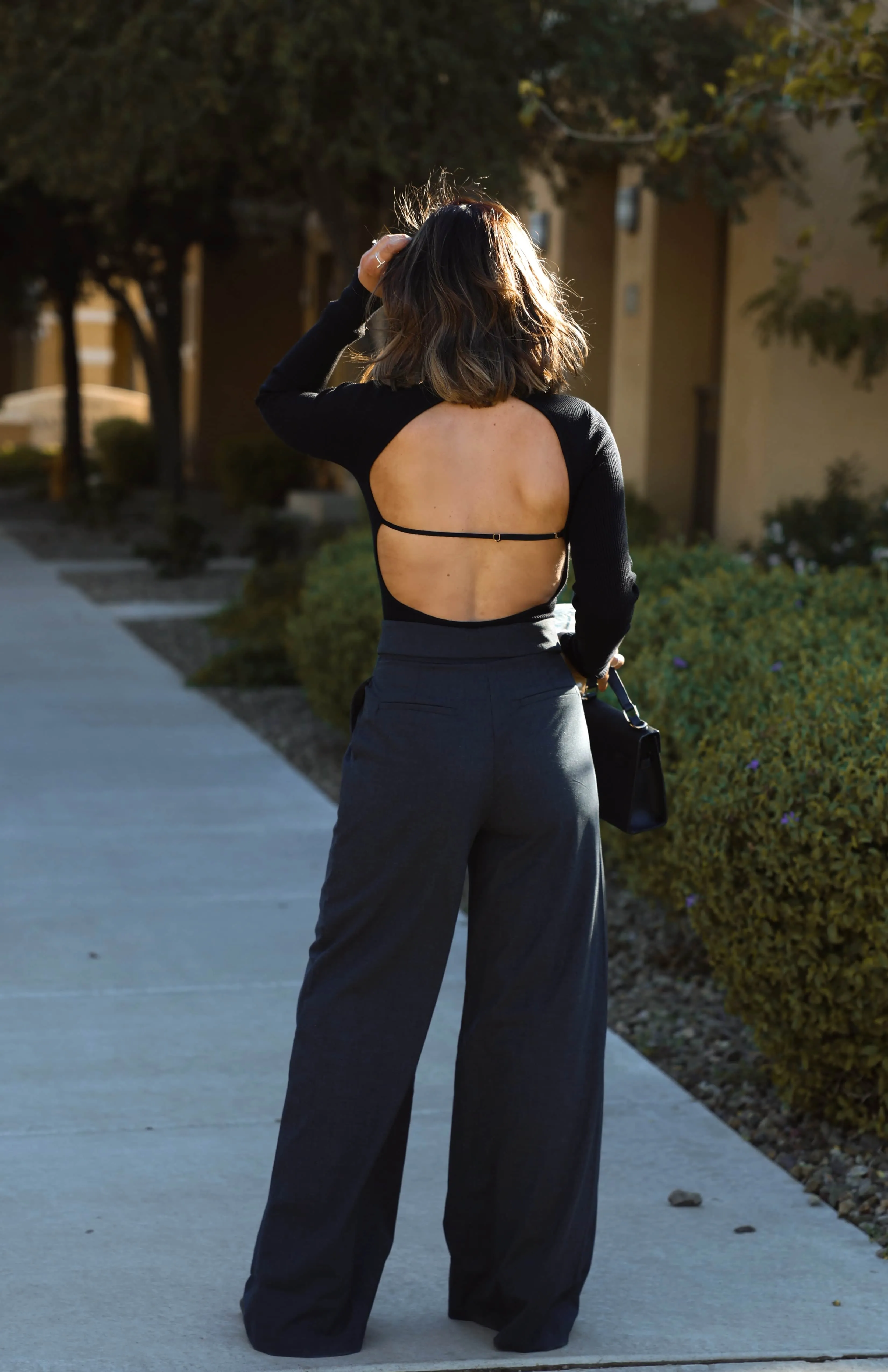 Dark Grey Linen Fold Over Pants sold by LANE 201 product image thumbnail 2