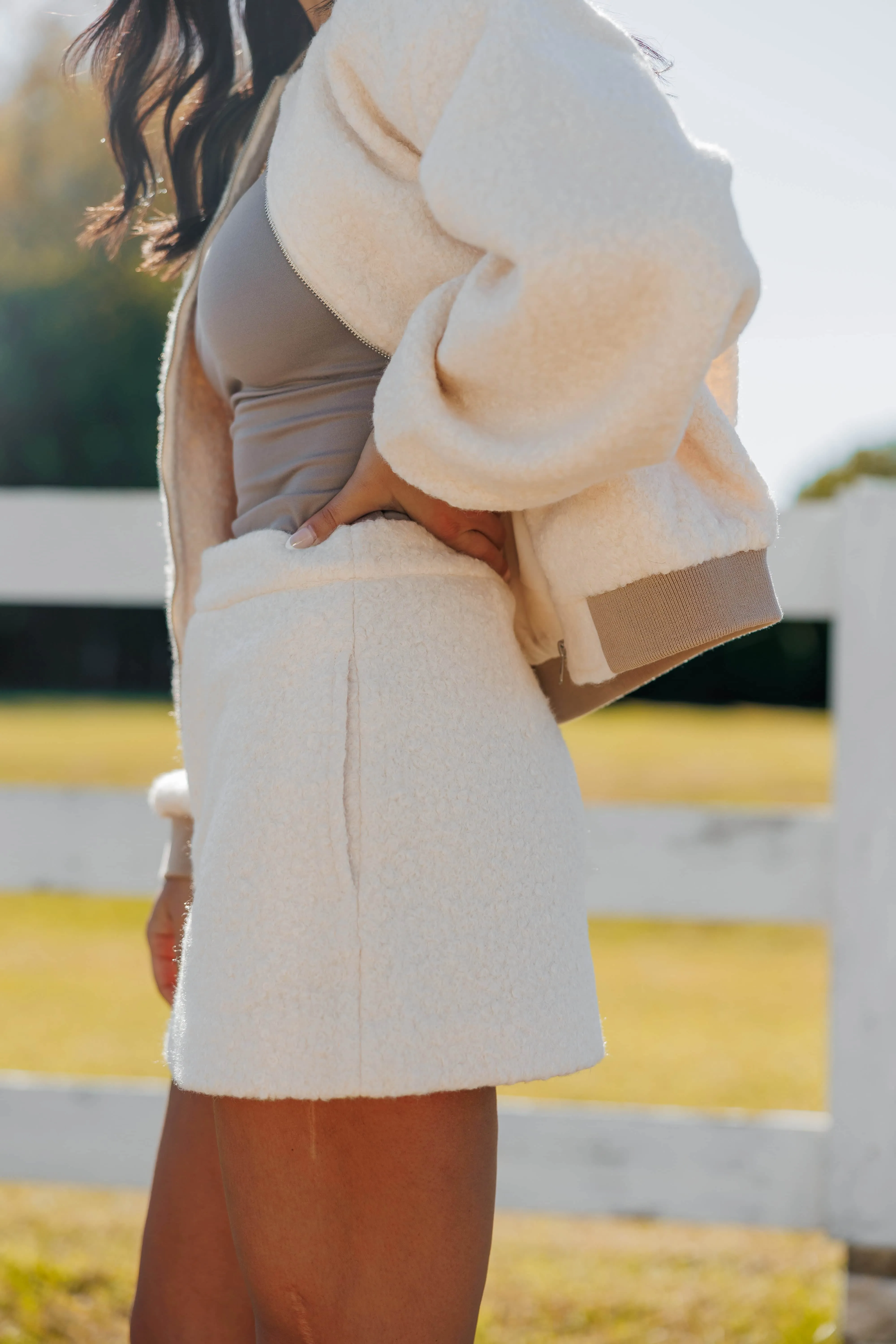 Ivory Fleece Mini Skirt sold by LANE 201 product image thumbnail 3