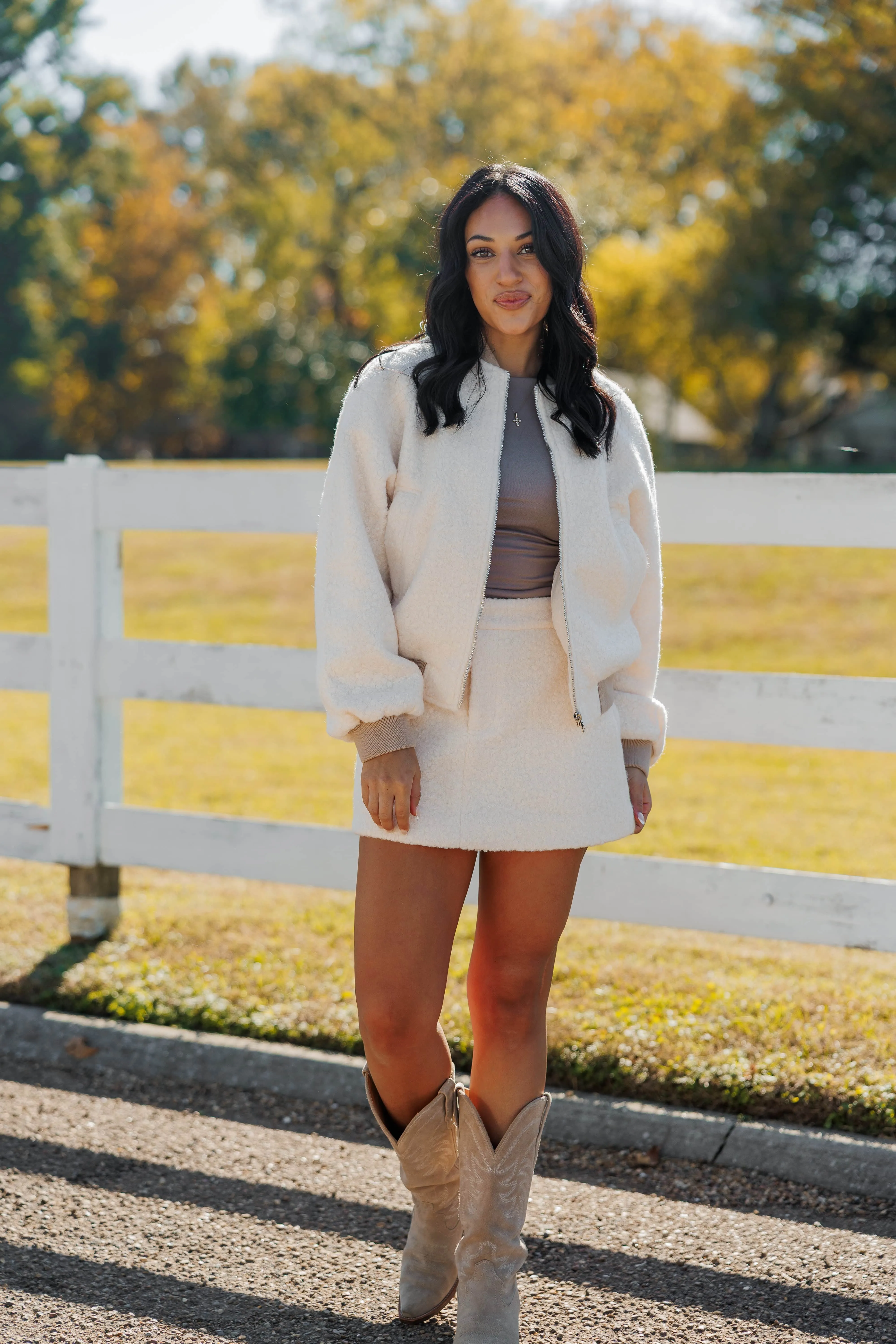 Ivory Fleece Mini Skirt sold by LANE 201 product image thumbnail 5