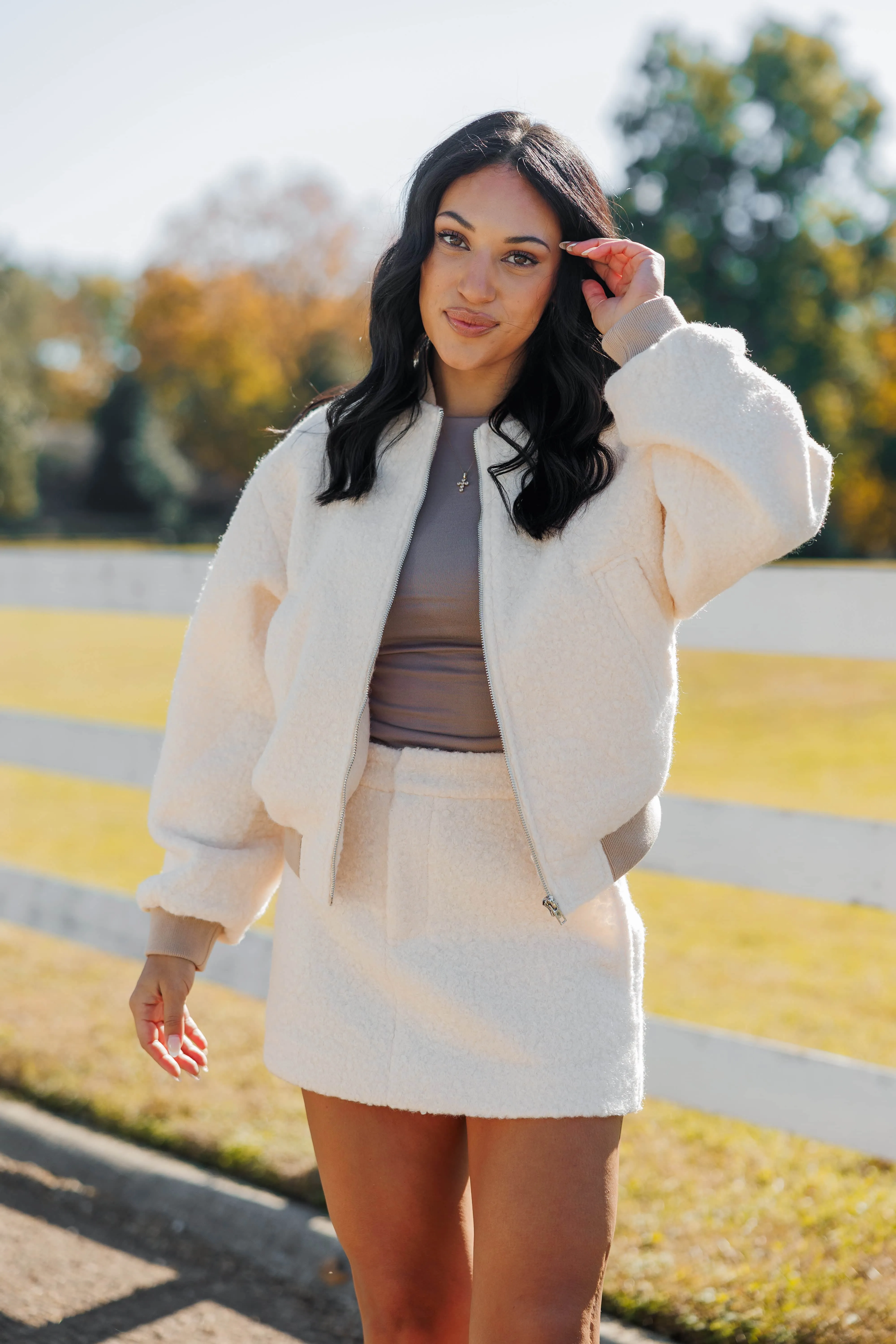 Ivory Fleece Mini Skirt sold by LANE 201 product image thumbnail 4
