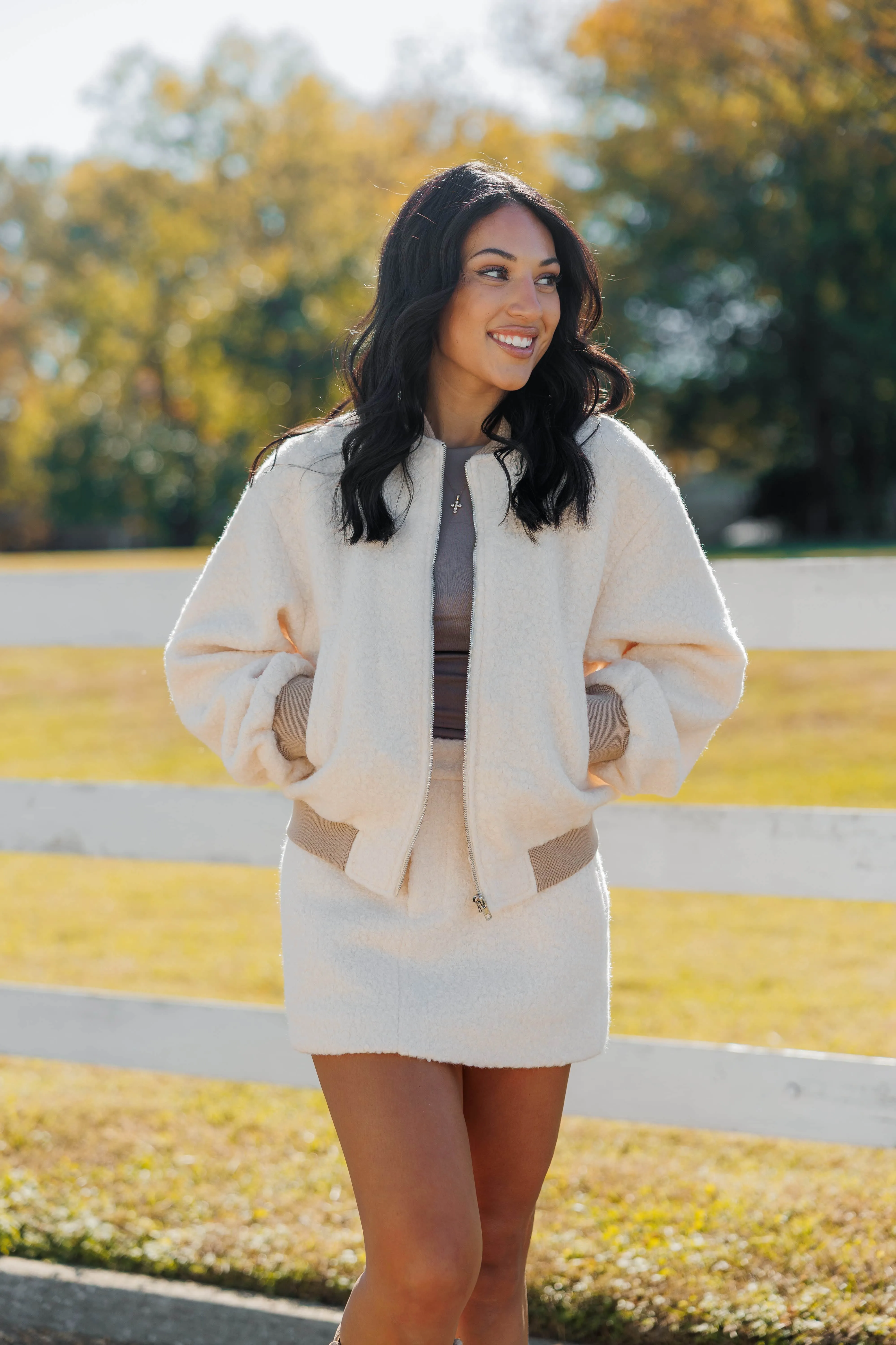 Ivory Fleece Jacket sold by LANE 201 product image thumbnail 4