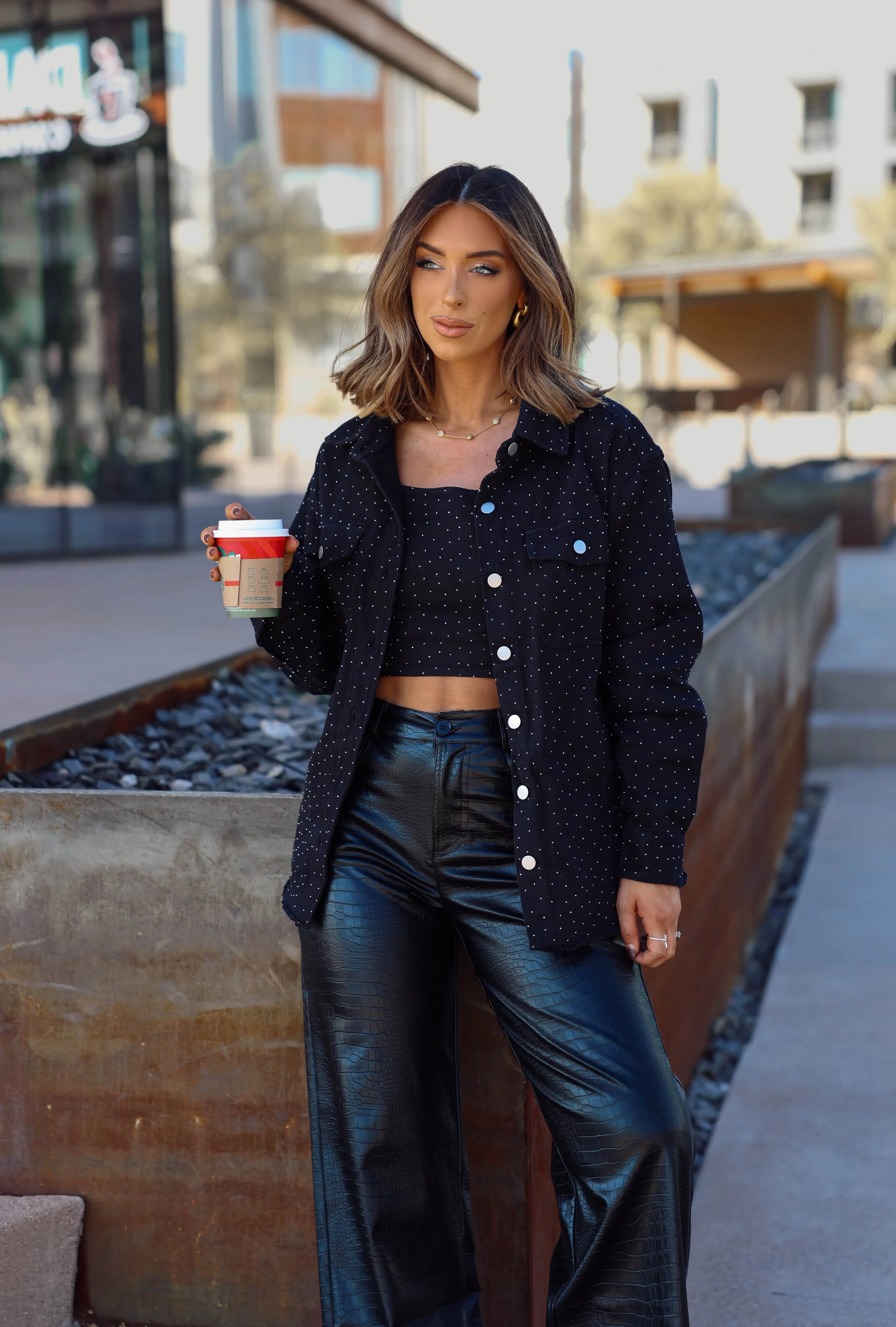 Black Rhinestone Crop Tank sold by LANE 201 product image thumbnail 3