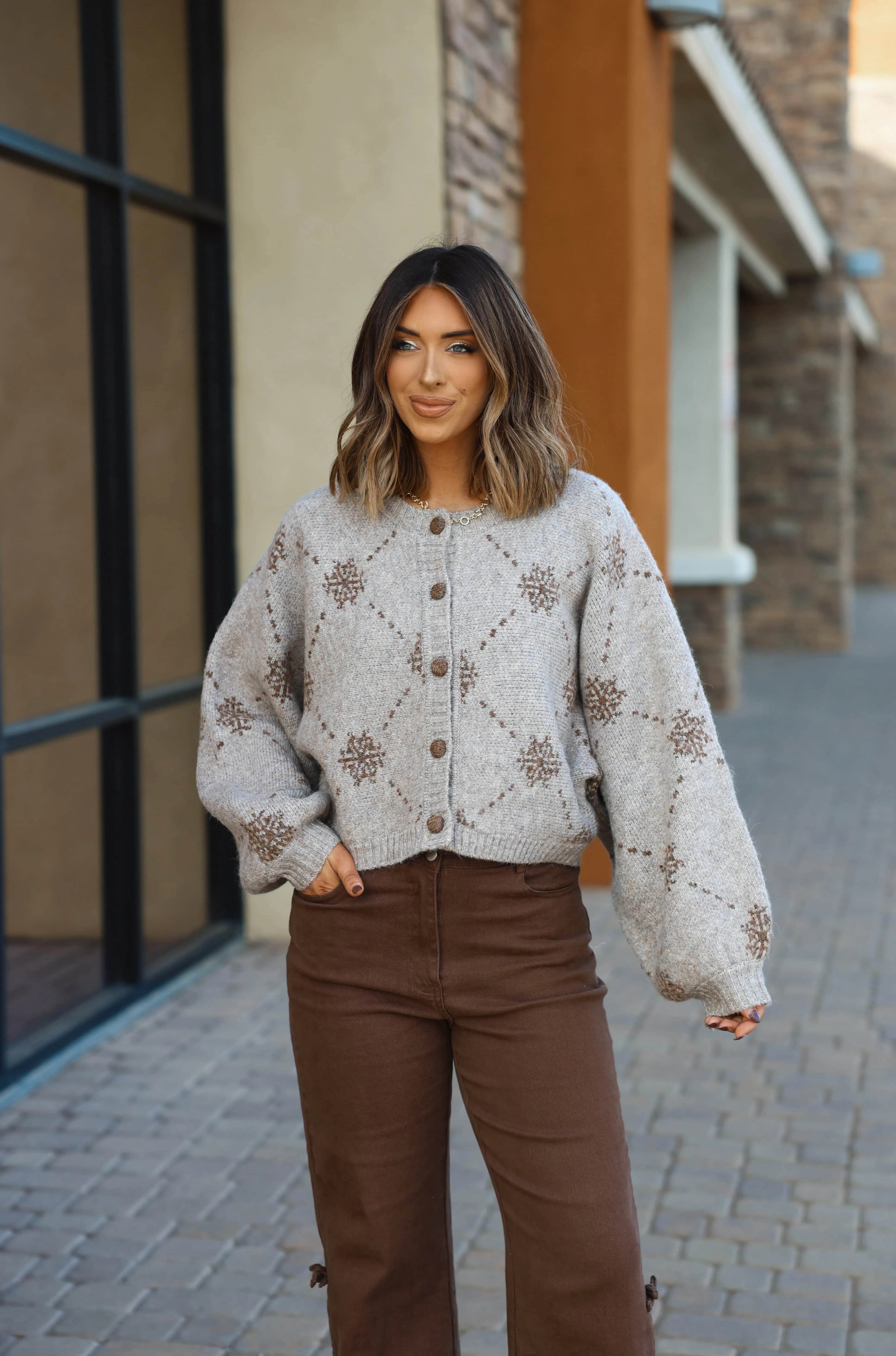 Snowflake Sweater Cardigan sold by LANE 201