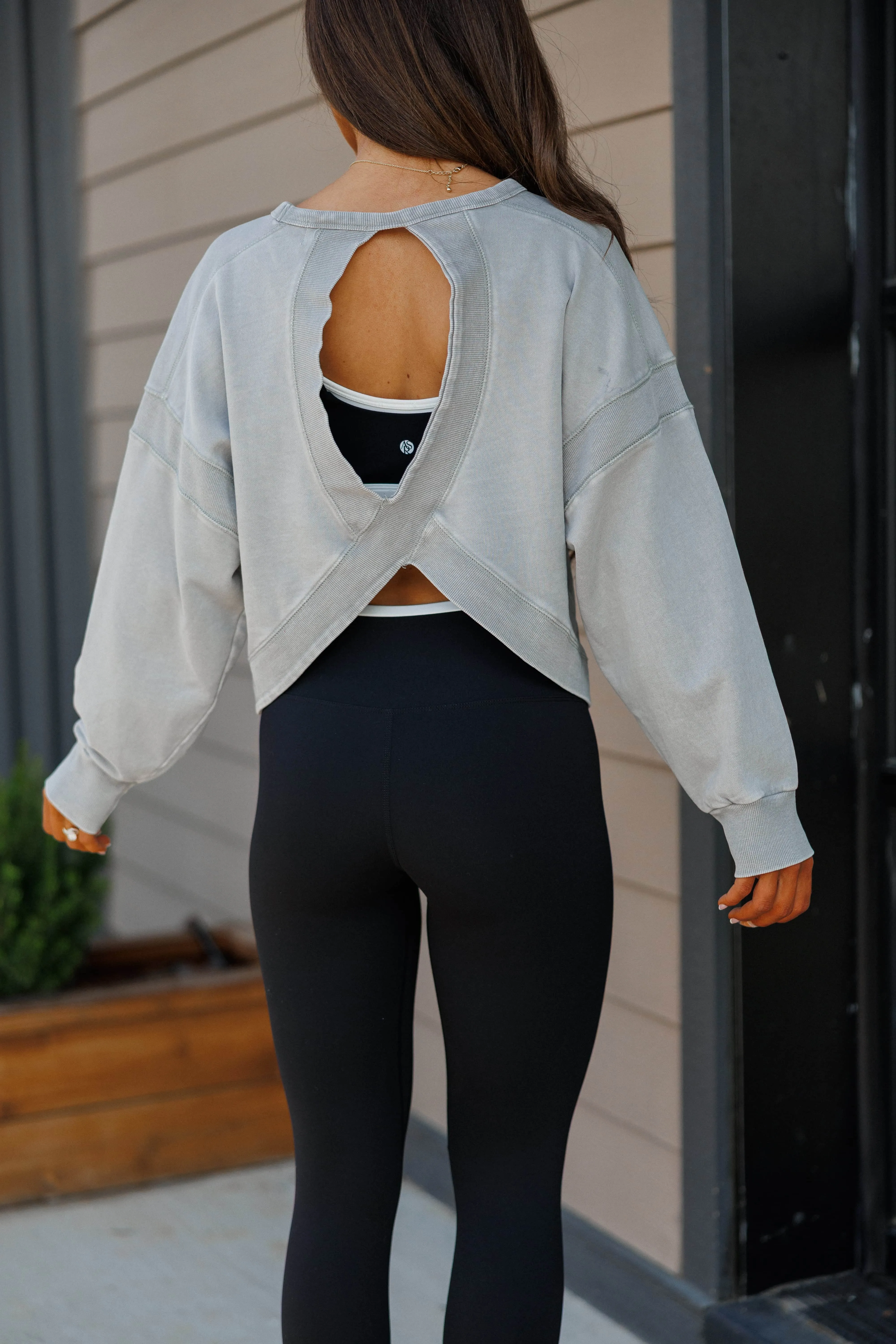 Mineral Wash Cutout Back Sweatshirt sold by LANE 201 product image thumbnail 5