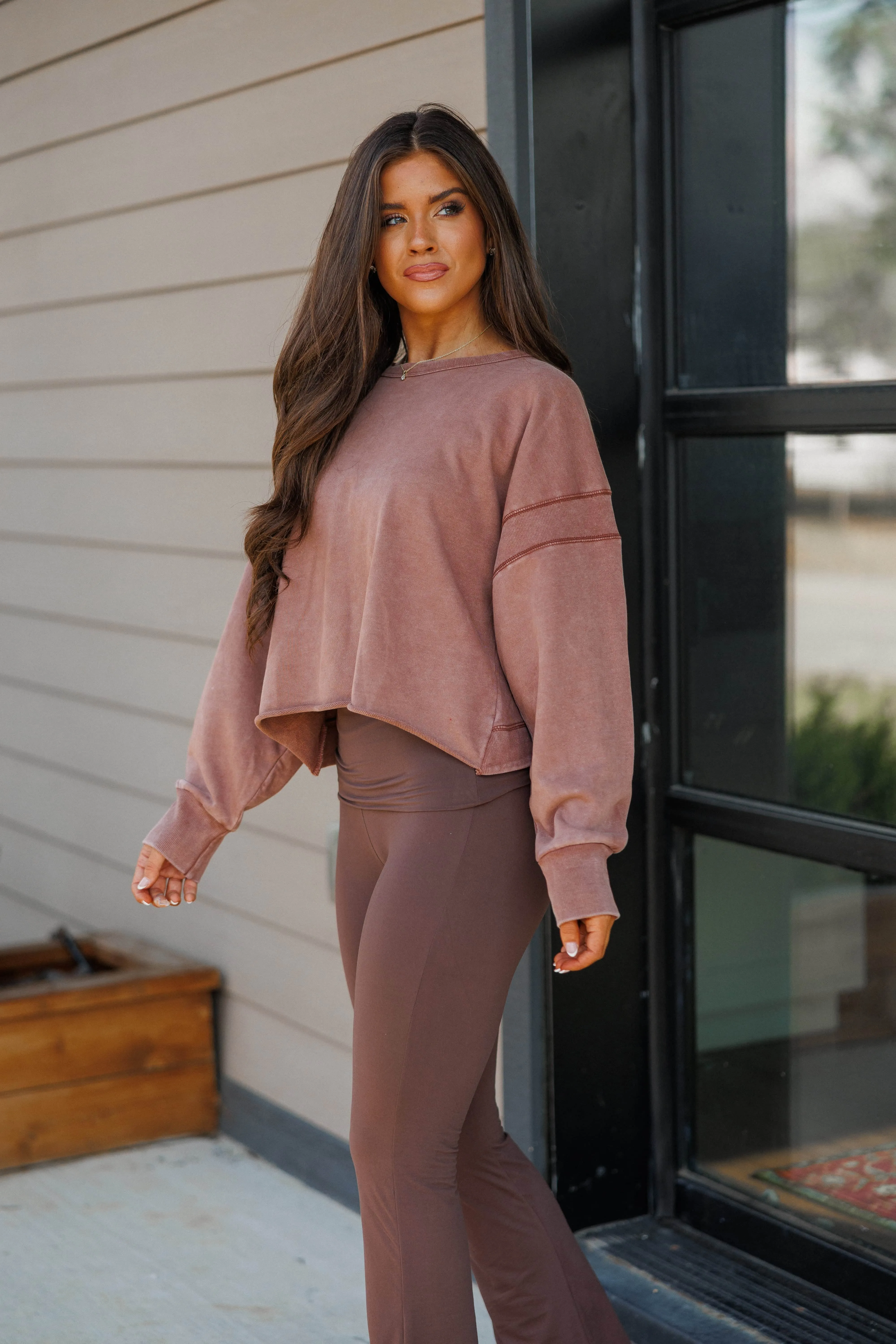 Mineral Wash Cutout Back Sweatshirt sold by LANE 201