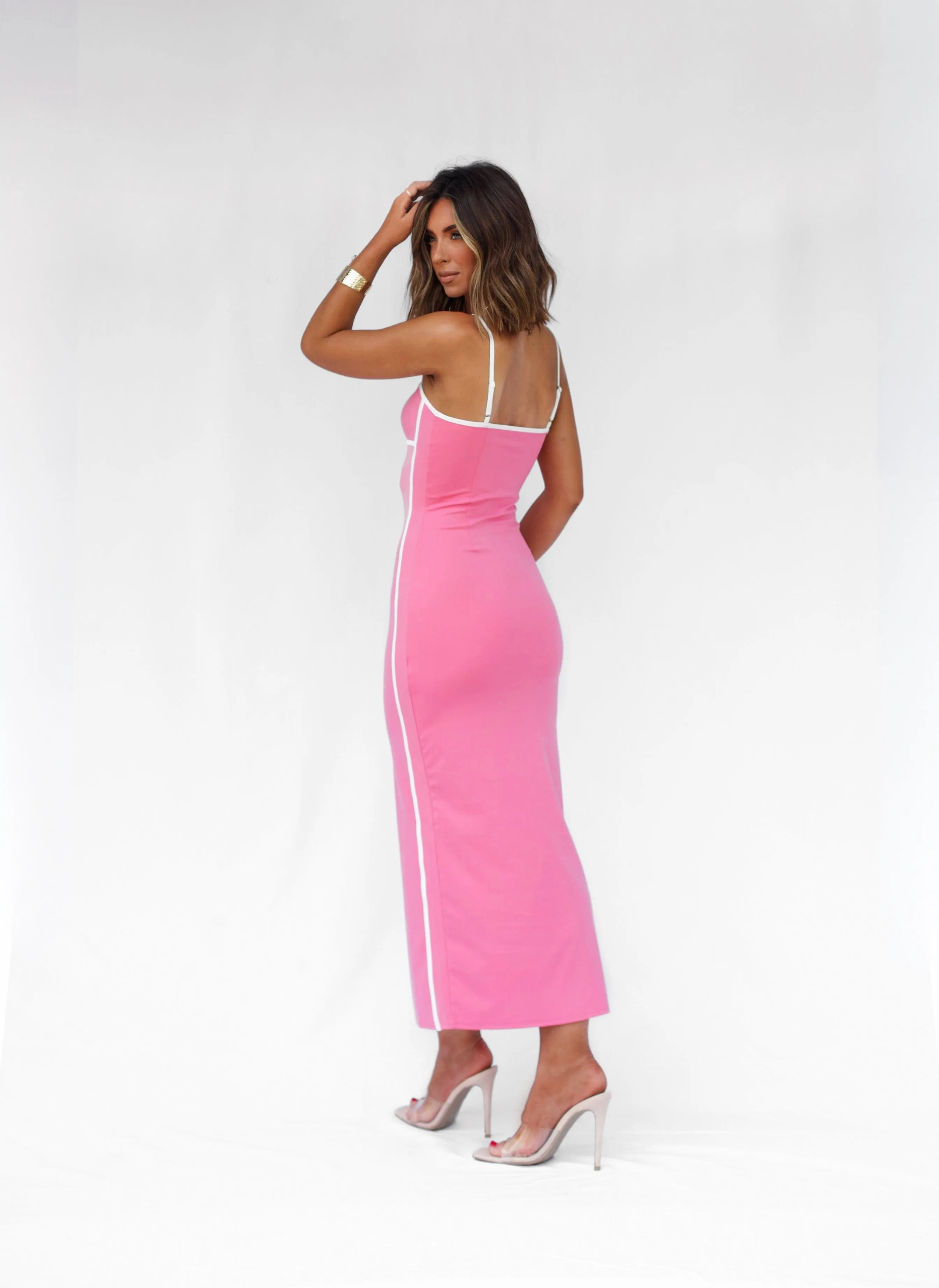 Pink Piping Maxi Dress sold by LANE 201 product image thumbnail 3