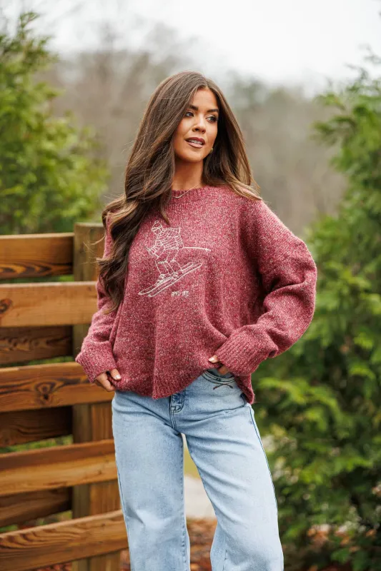 Embroidered Skier Sweater sold by LANE 201