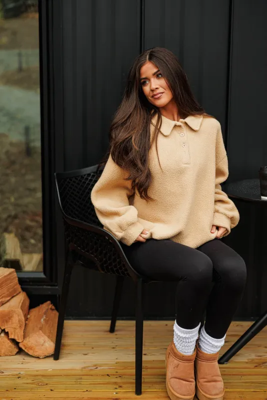 Teddy Polo Fleece Sweatshirt sold by LANE 201