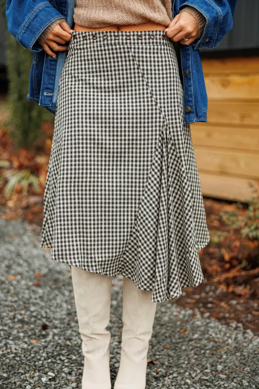 Gingham Asymmetrical Skirt sold by LANE 201
