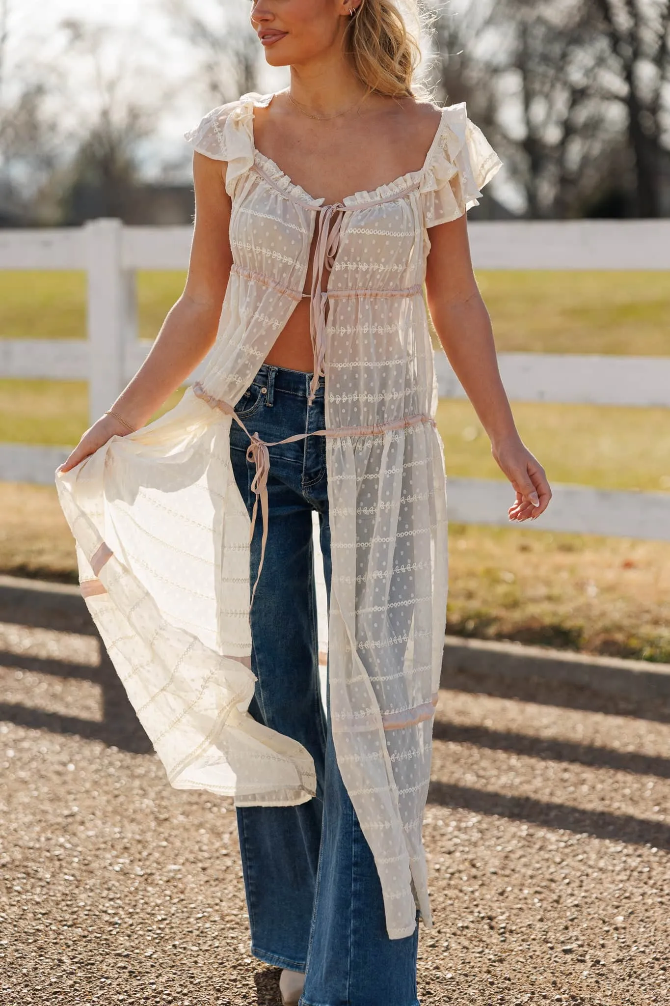 Open Field Sheer Maxi Top sold by LANE 201 product image thumbnail 3