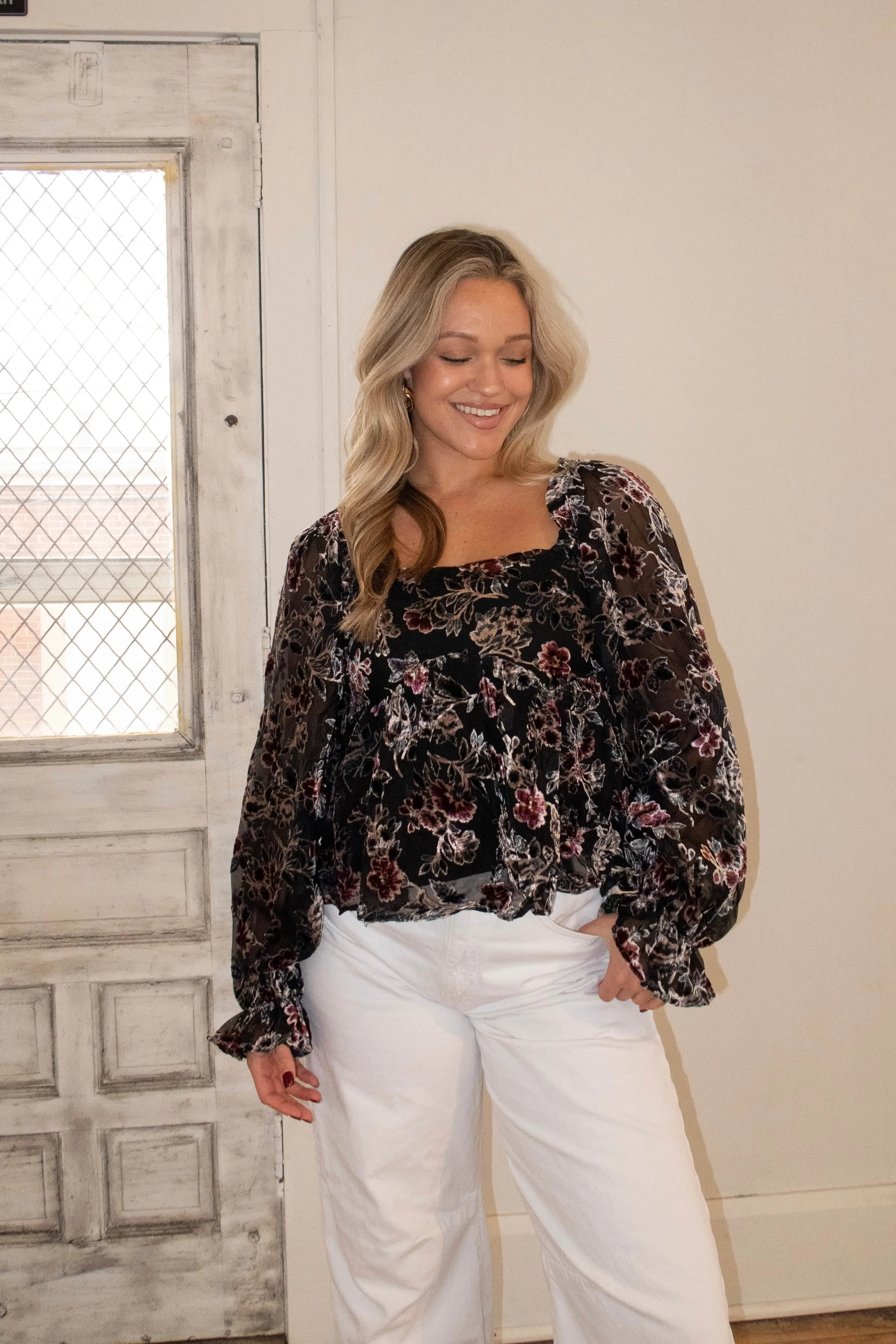 Floral Feelings Velvet Top sold by LANE 201 product image thumbnail 5