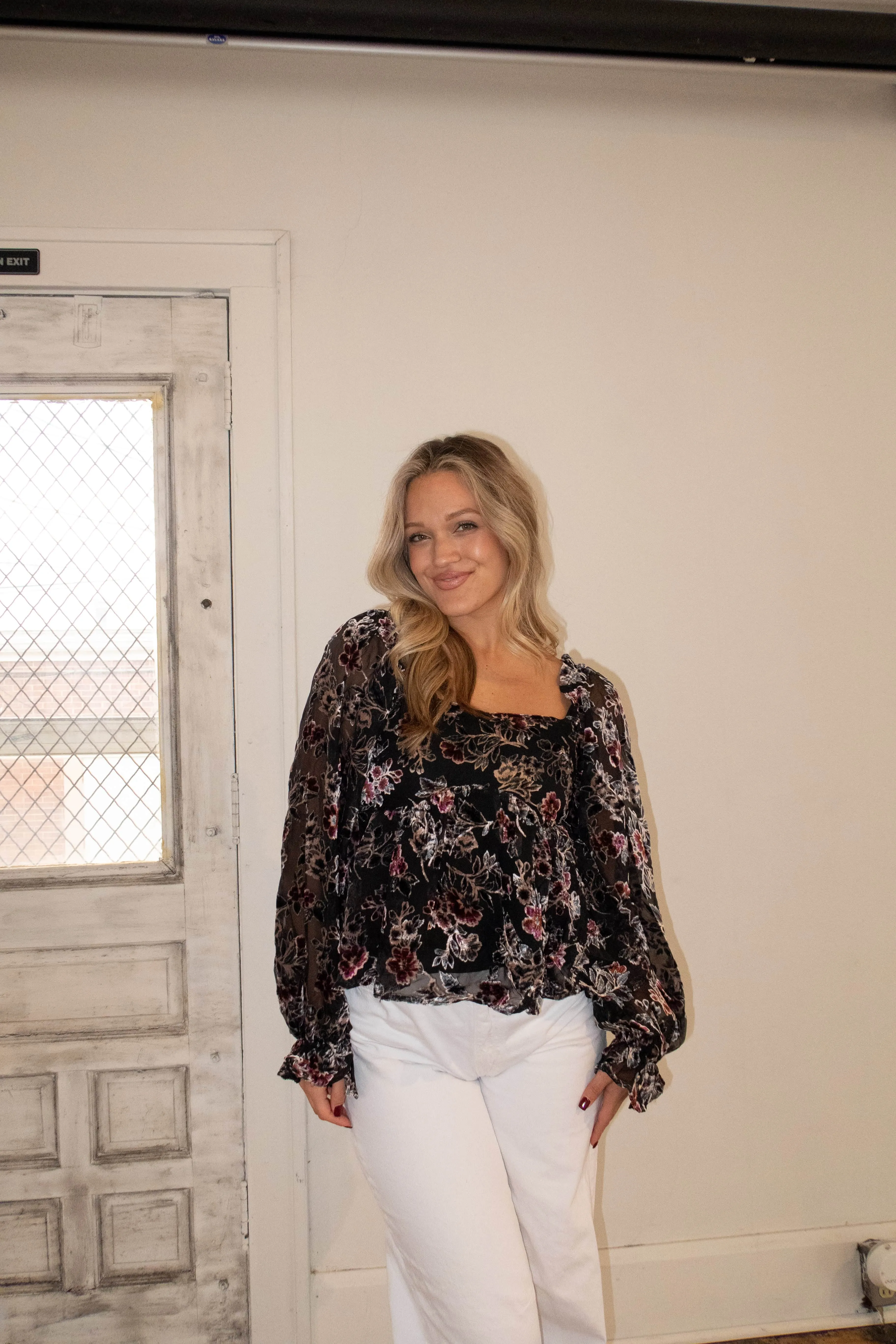 Floral Feelings Velvet Top sold by LANE 201 product image thumbnail 4