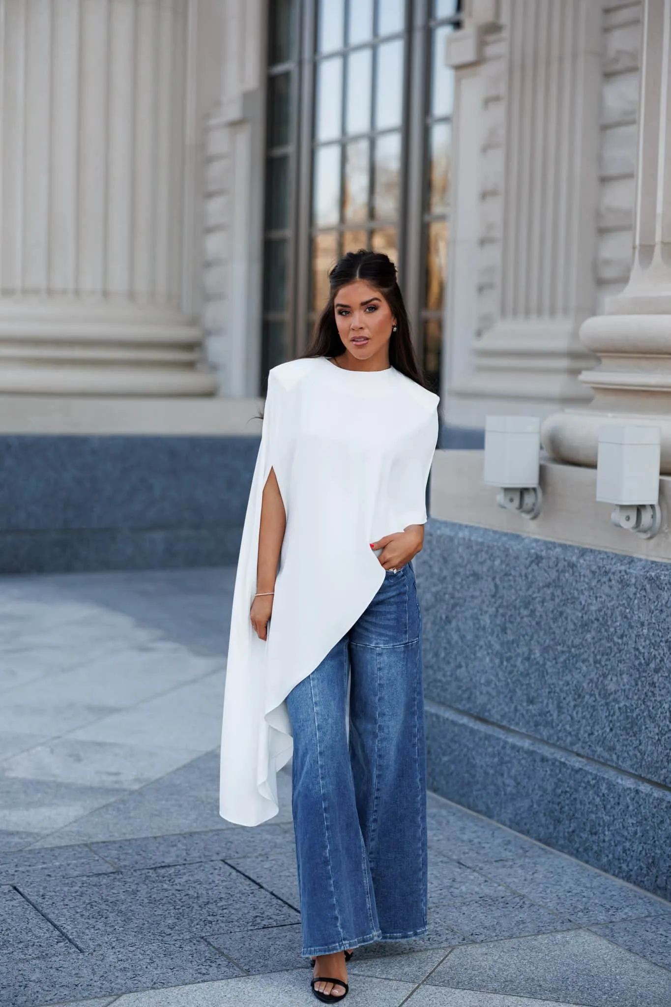 Asymmetrical Cape Top sold by LANE 201 product image thumbnail 4