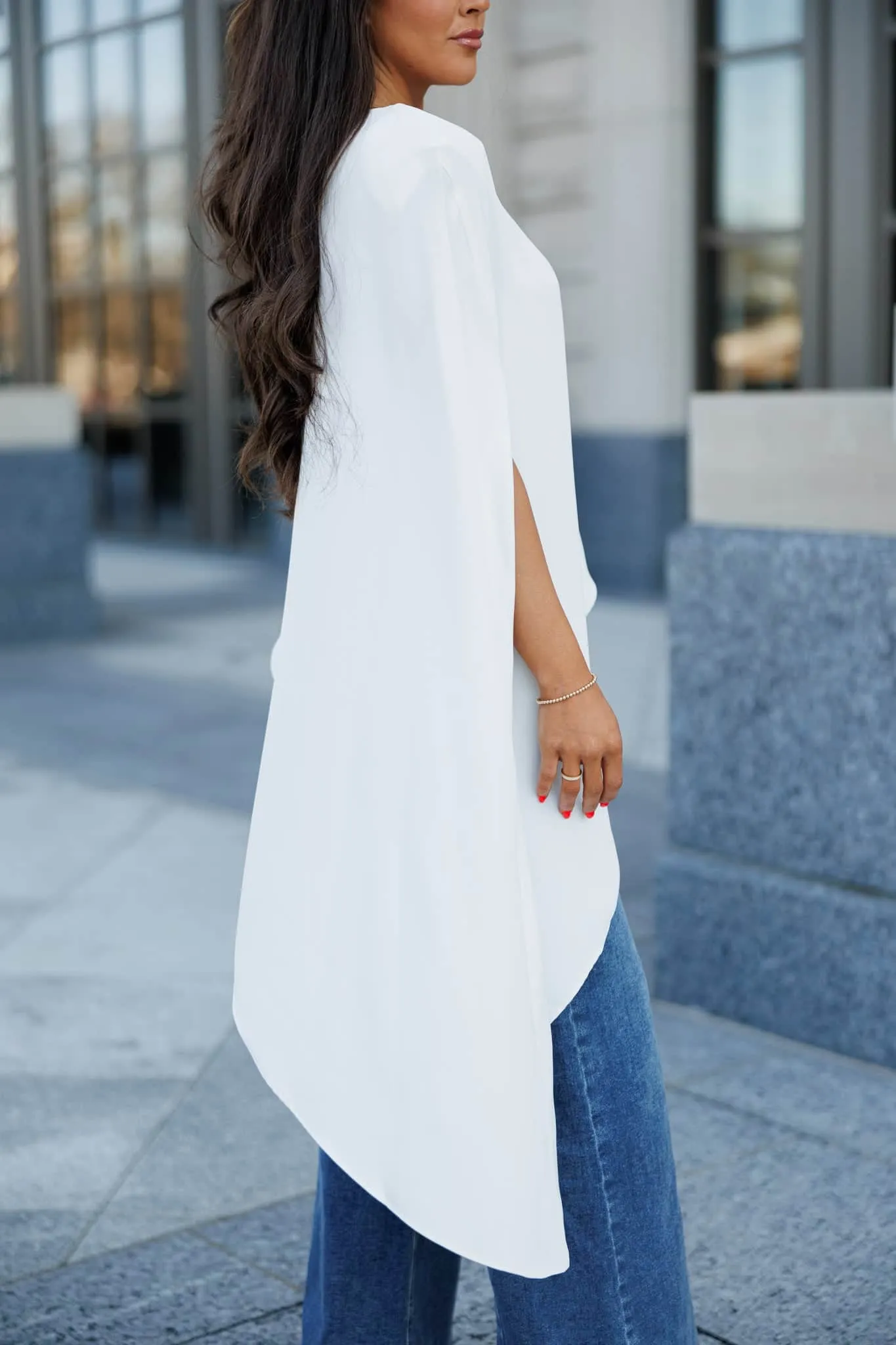 Asymmetrical Cape Top sold by LANE 201 product image thumbnail 3