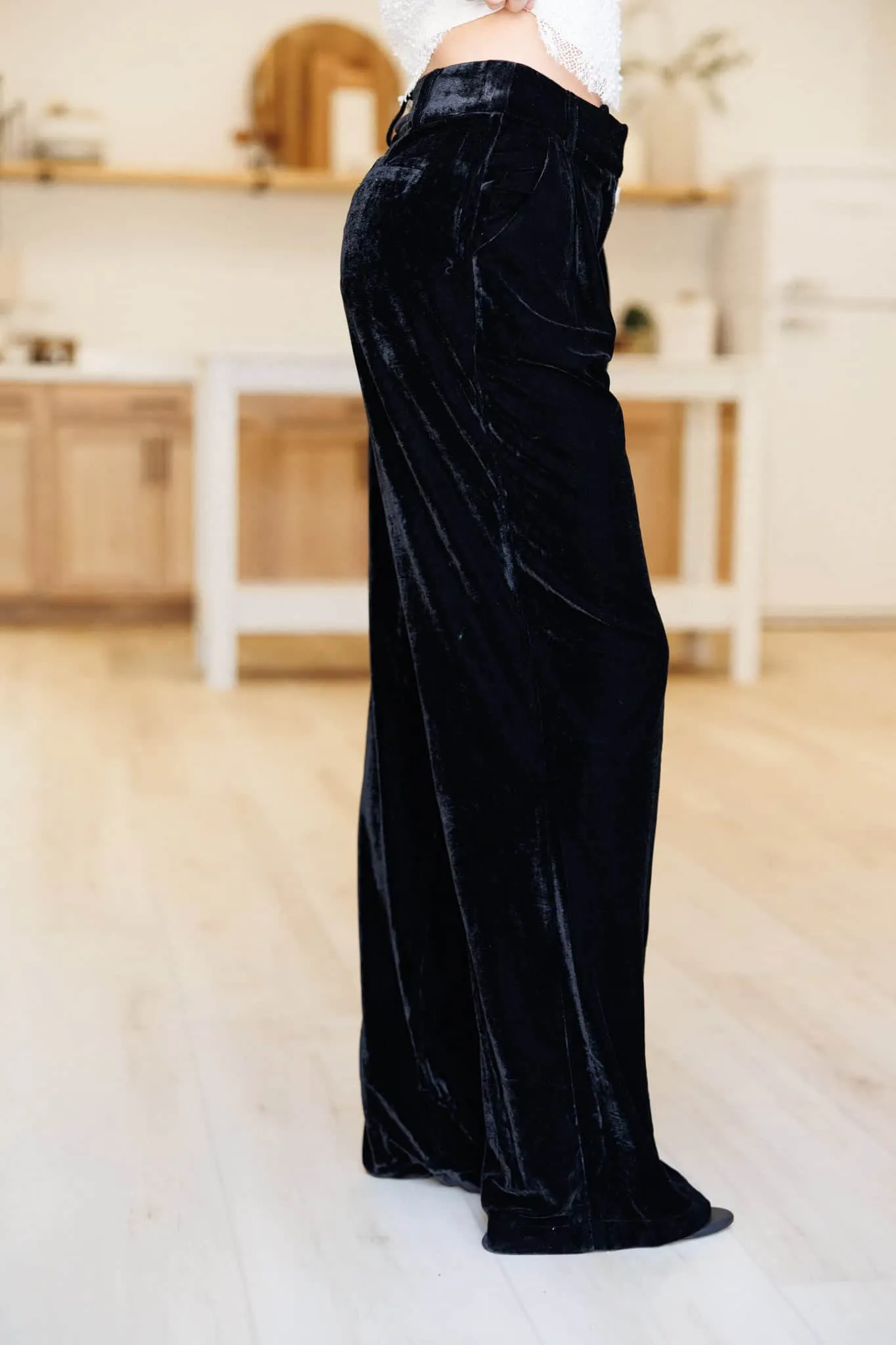 Black Straight Leg Velvet Pants sold by LANE 201 product image thumbnail 3