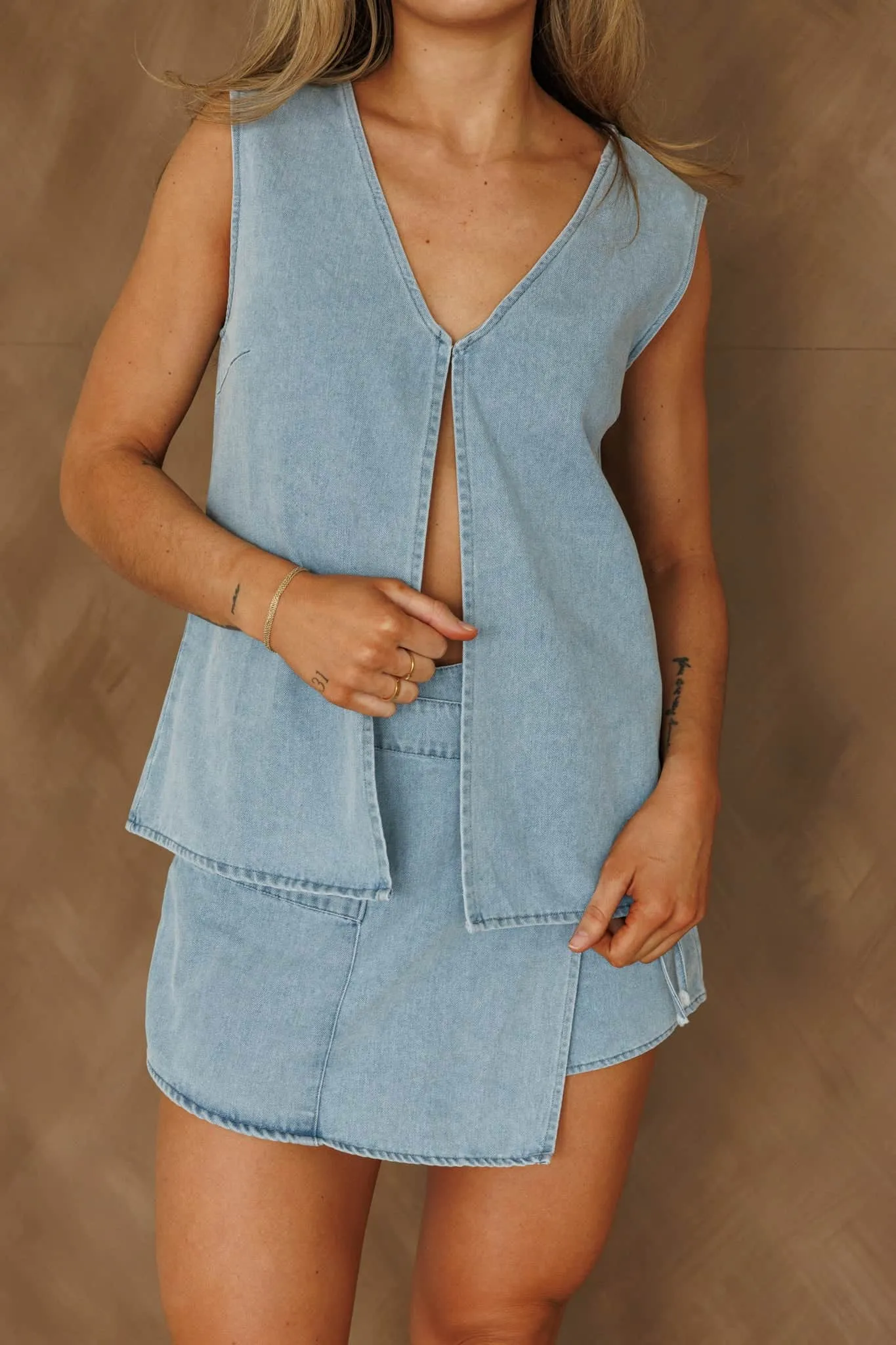Sun Valley Denim Skort sold by LANE 201