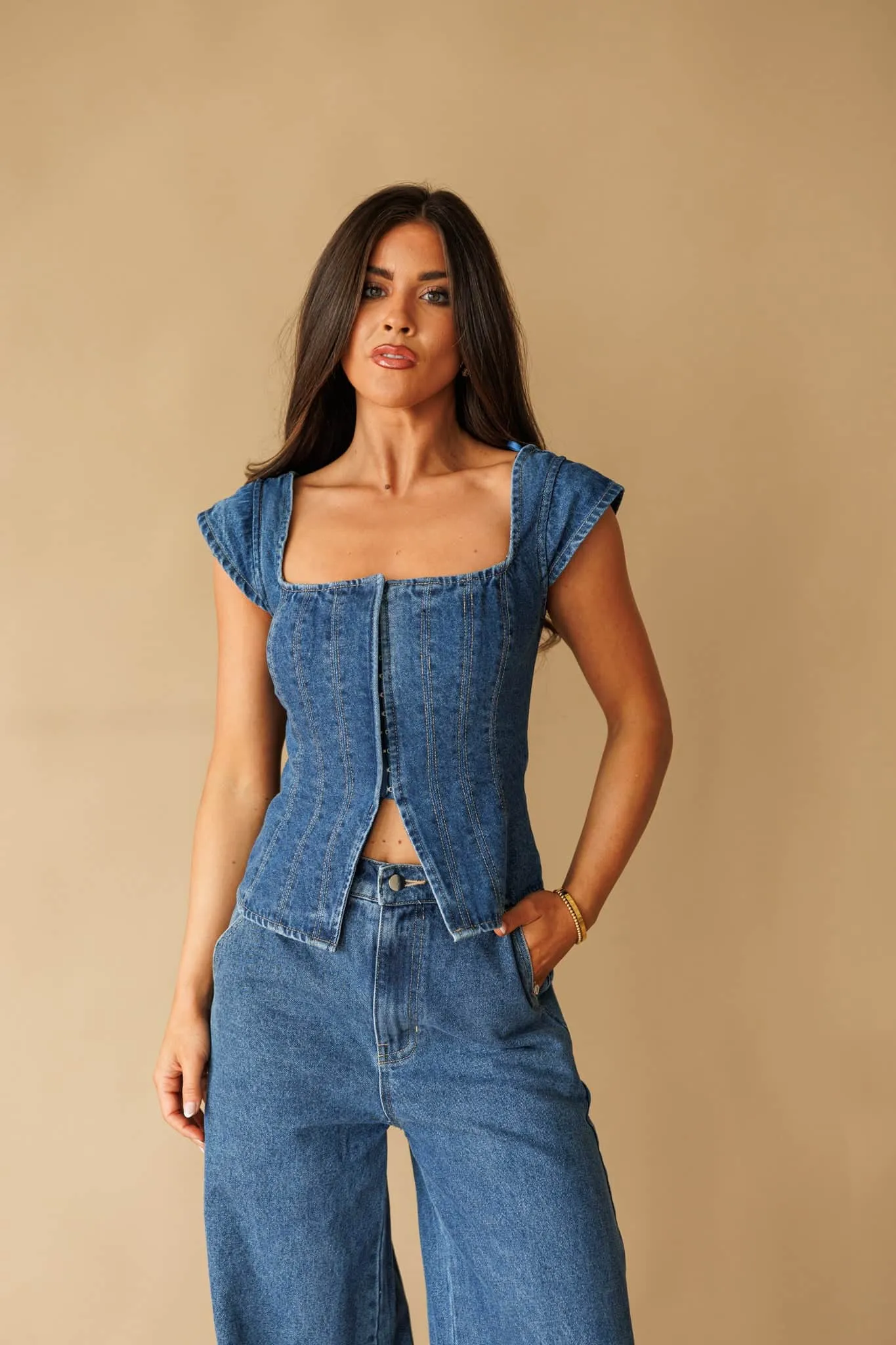 The Downtown Denim Top sold by LANE 201