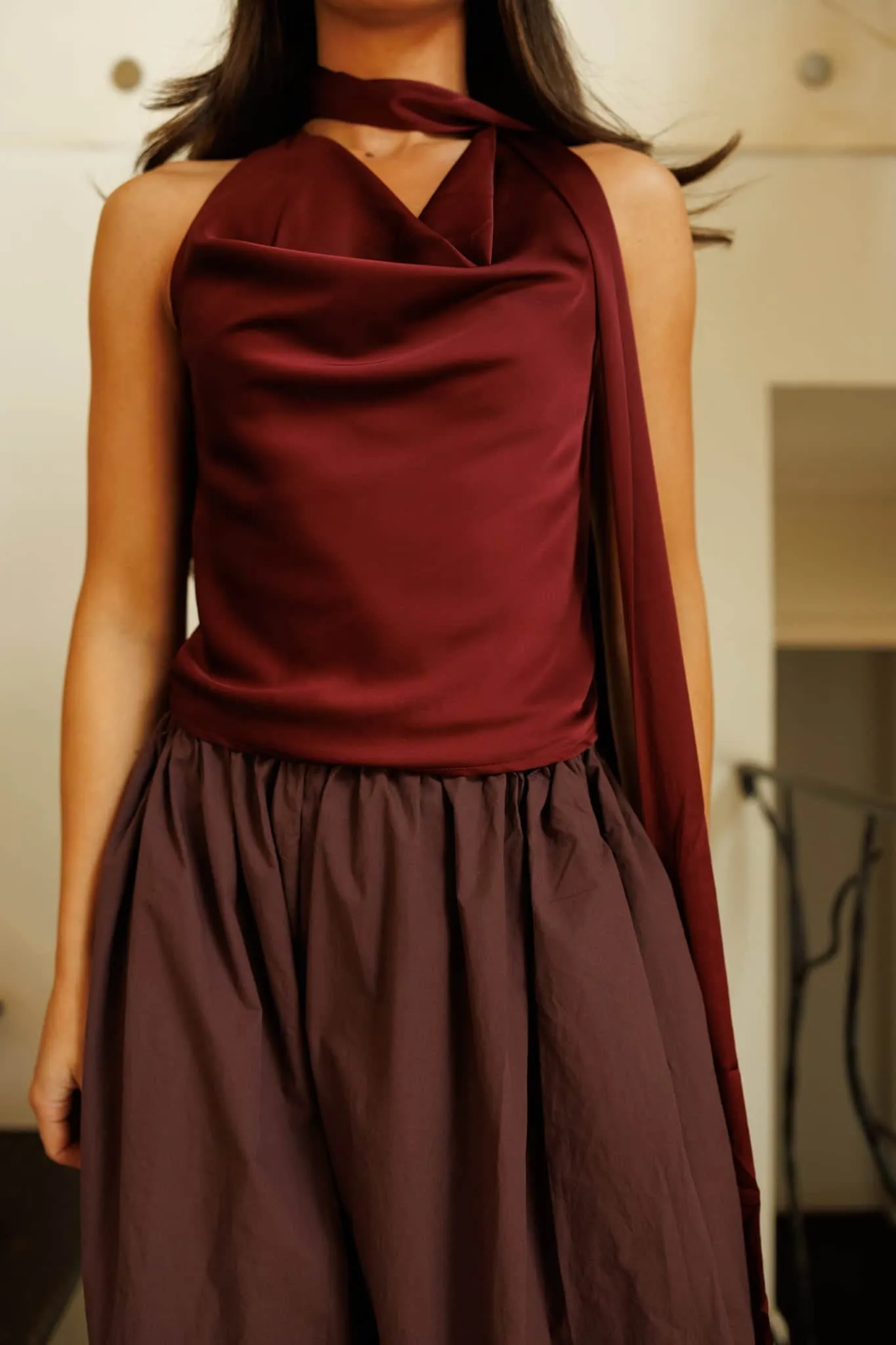 Satin Halter Scarf Tank sold by LANE 201 product image thumbnail 2