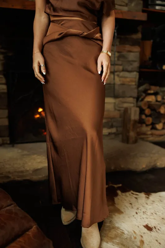 Fireside Muse Satin Skirt sold by LANE 201