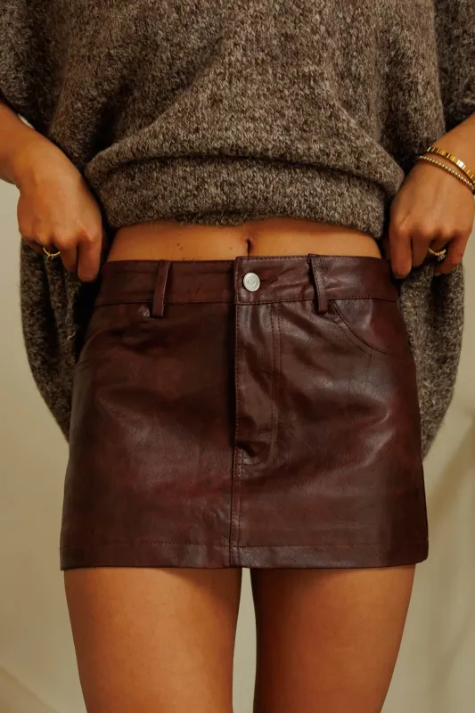 Out Late Leather Mini Skirt sold by LANE 201
