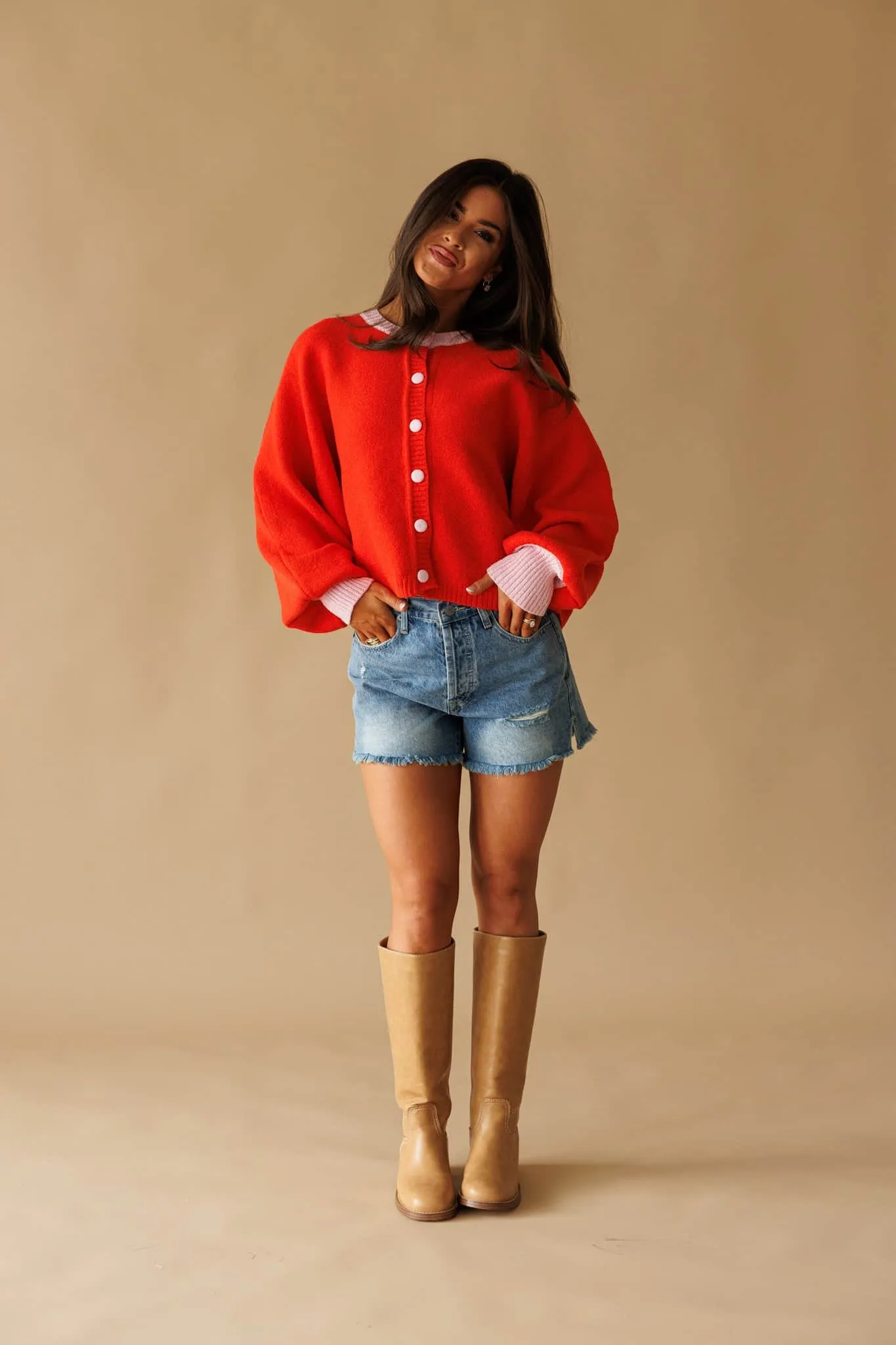 Contrast Crush Cardigan sold by LANE 201 product image thumbnail 4