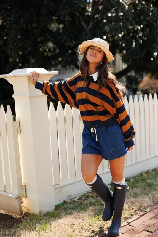 Saddle Stripe Pullover sold by LANE 201