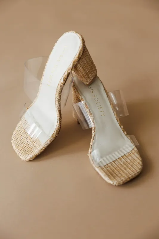 Palm Glass Raffia Heel sold by LANE 201