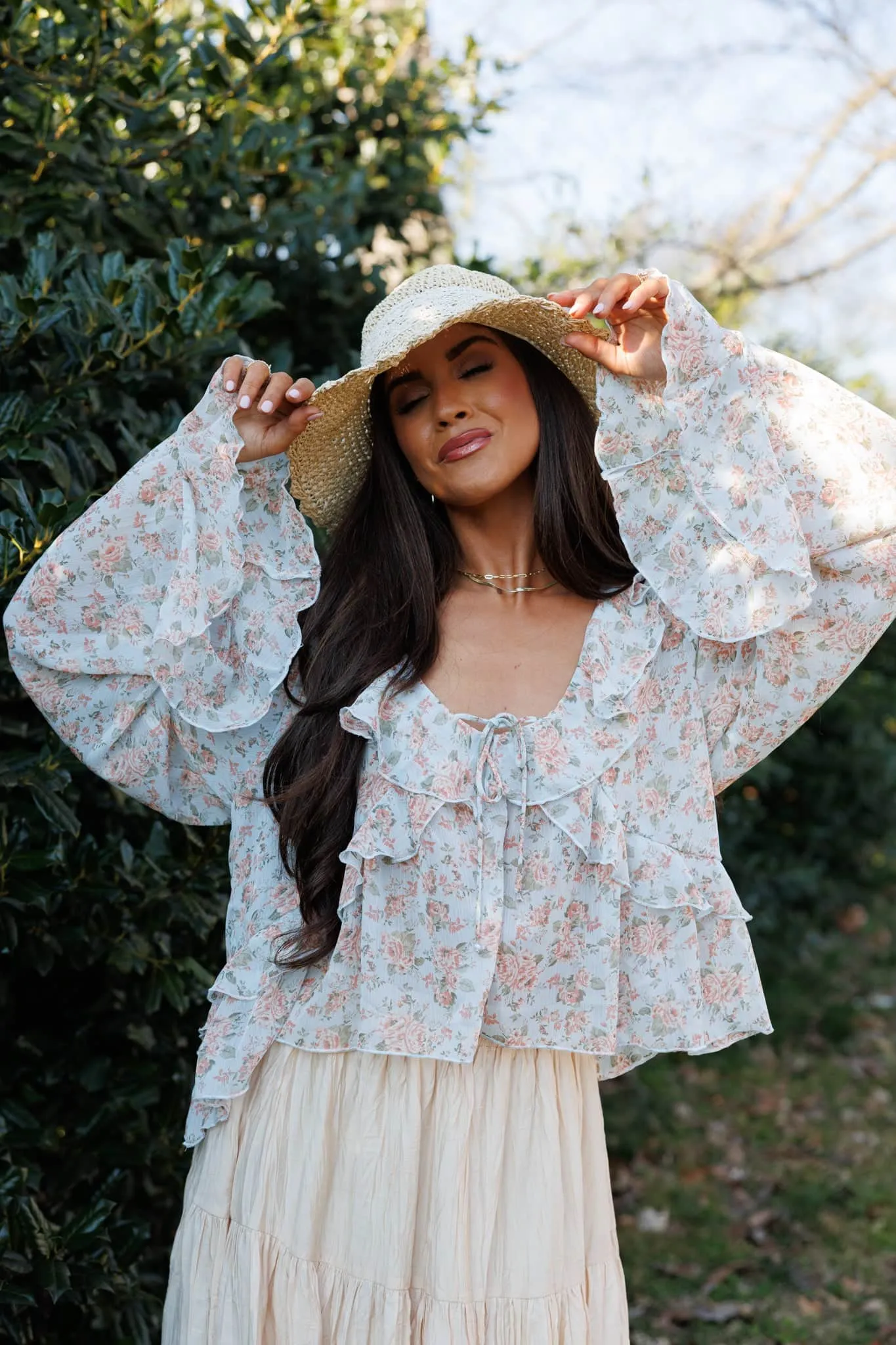 Sweet Grace Ruffle Top sold by LANE 201