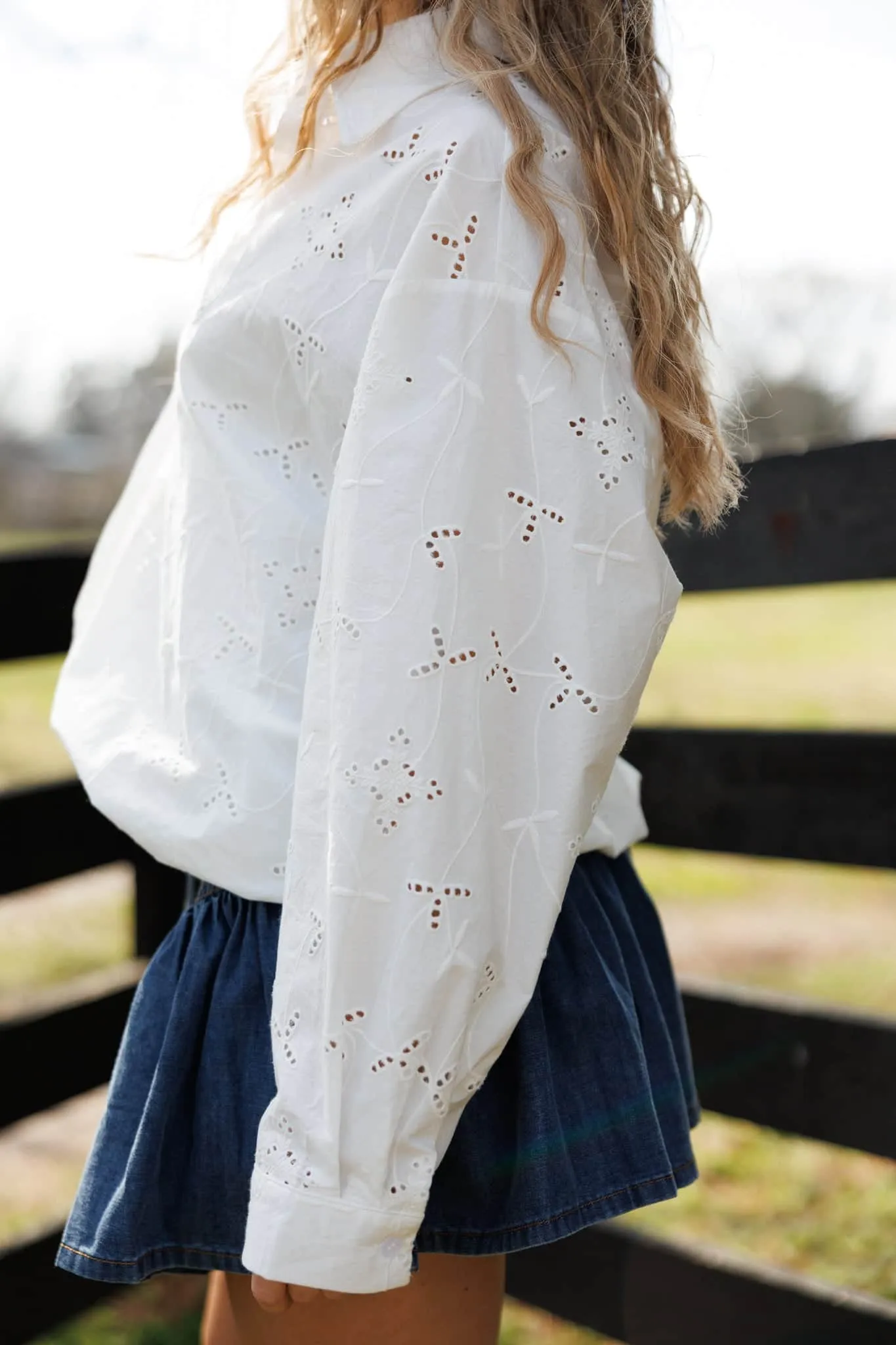 Layered Eyelet Blouse sold by LANE 201 product image thumbnail 3