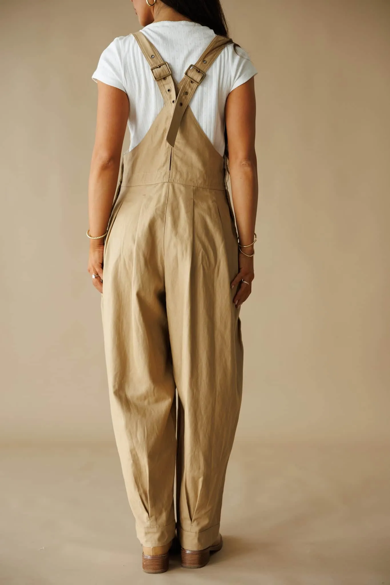 Tan Pleated Barrel Overalls sold by LANE 201 product image thumbnail 2