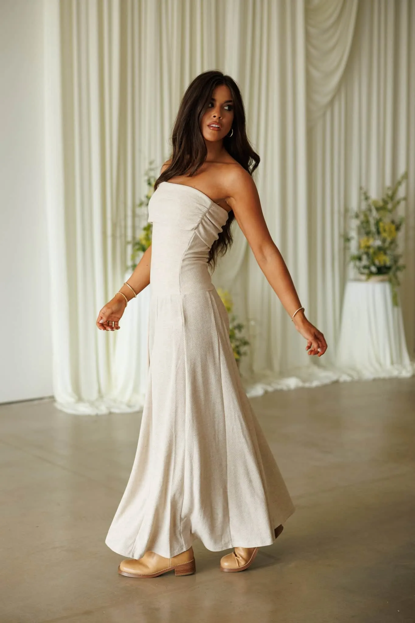 Oatmeal Tube Maxi Dress sold by LANE 201 product image thumbnail 4